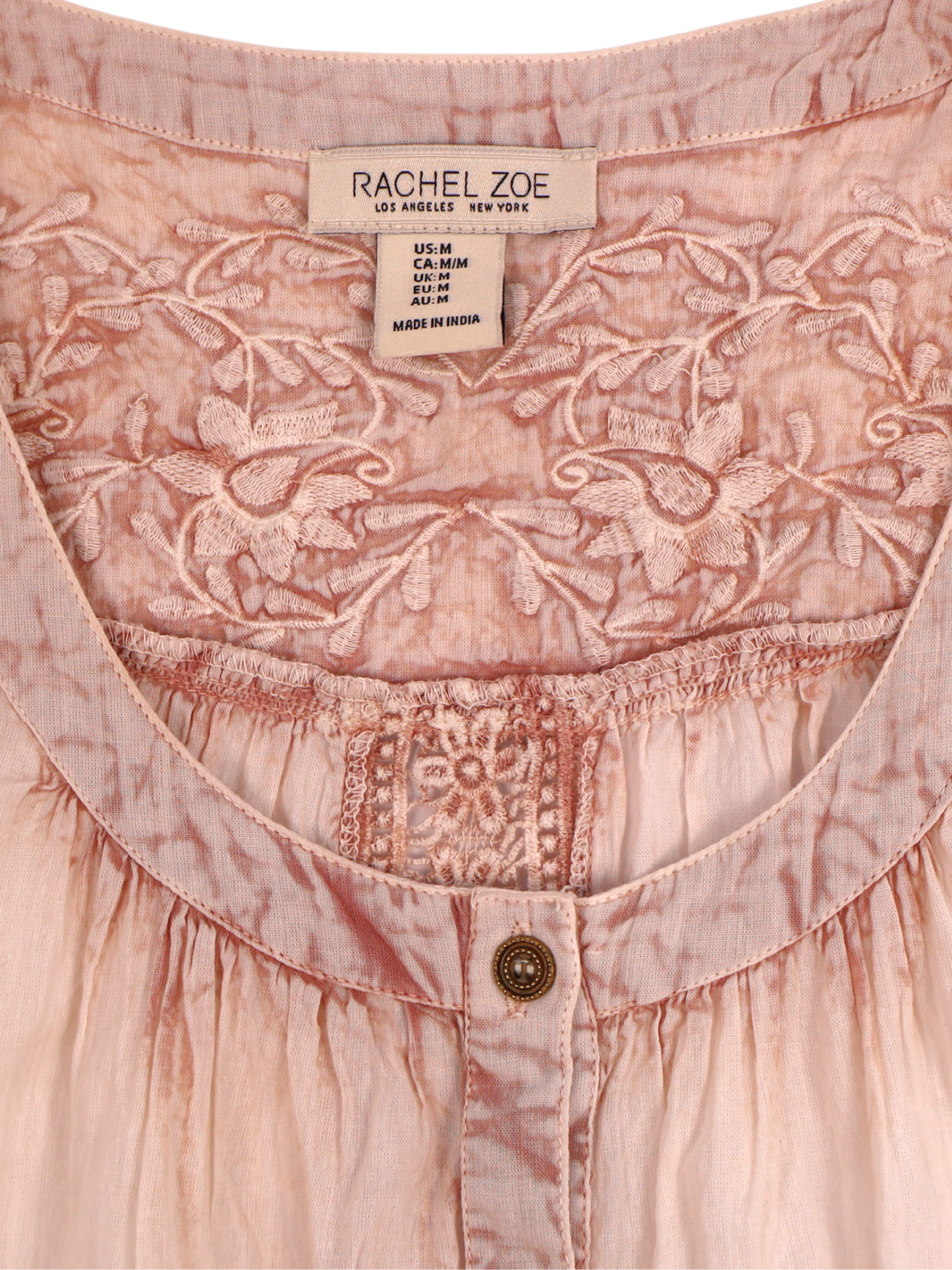 Rachel Zoe Blush Textured High-Low Button Front Top – Soft Luxe Boho Essential | Size Medium