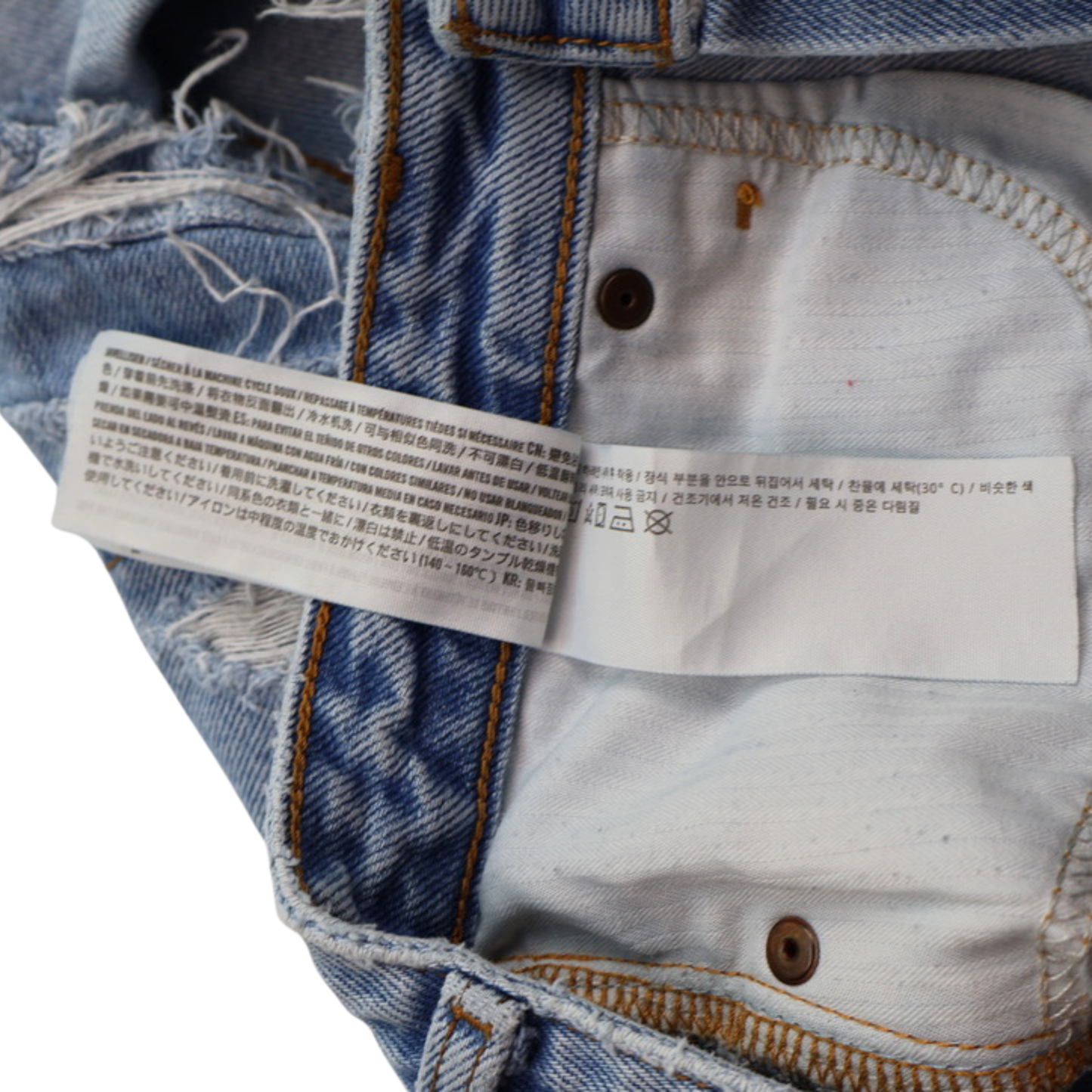 Abercrombie & Fitch High Rise Distressed Denim Shorts Size 27 / 4 | Raw Hem Festival Cutoffs