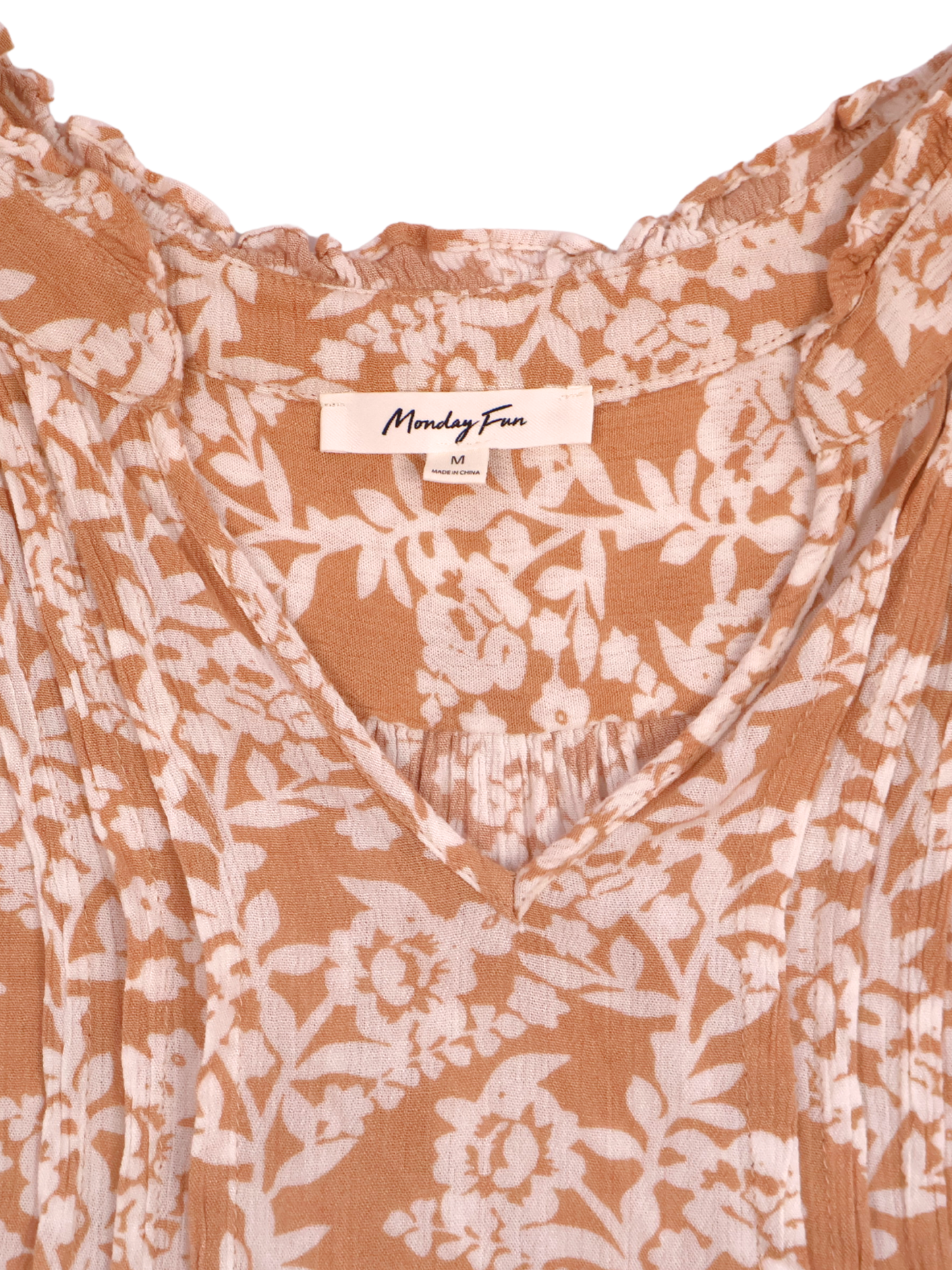 Monday Fun Floral Blouse – Effortless Boho Neutral | Size Medium