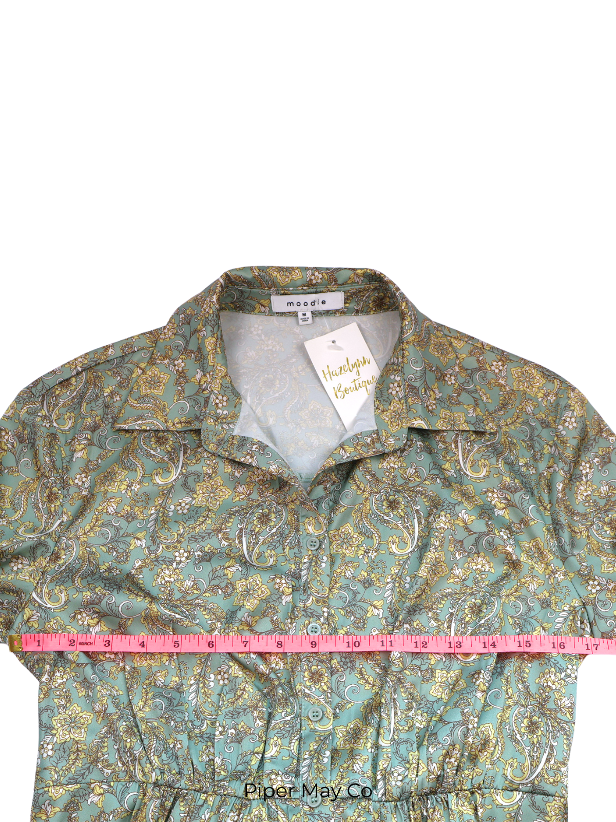 Moodie NWT Printed Tie-Waist Shirt Dress – Effortless Luxe Essential | Size Medium