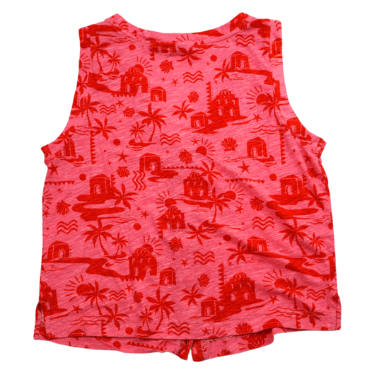 Cynthia Rowley Pink & Red Tropical Print Tank Top Size Medium