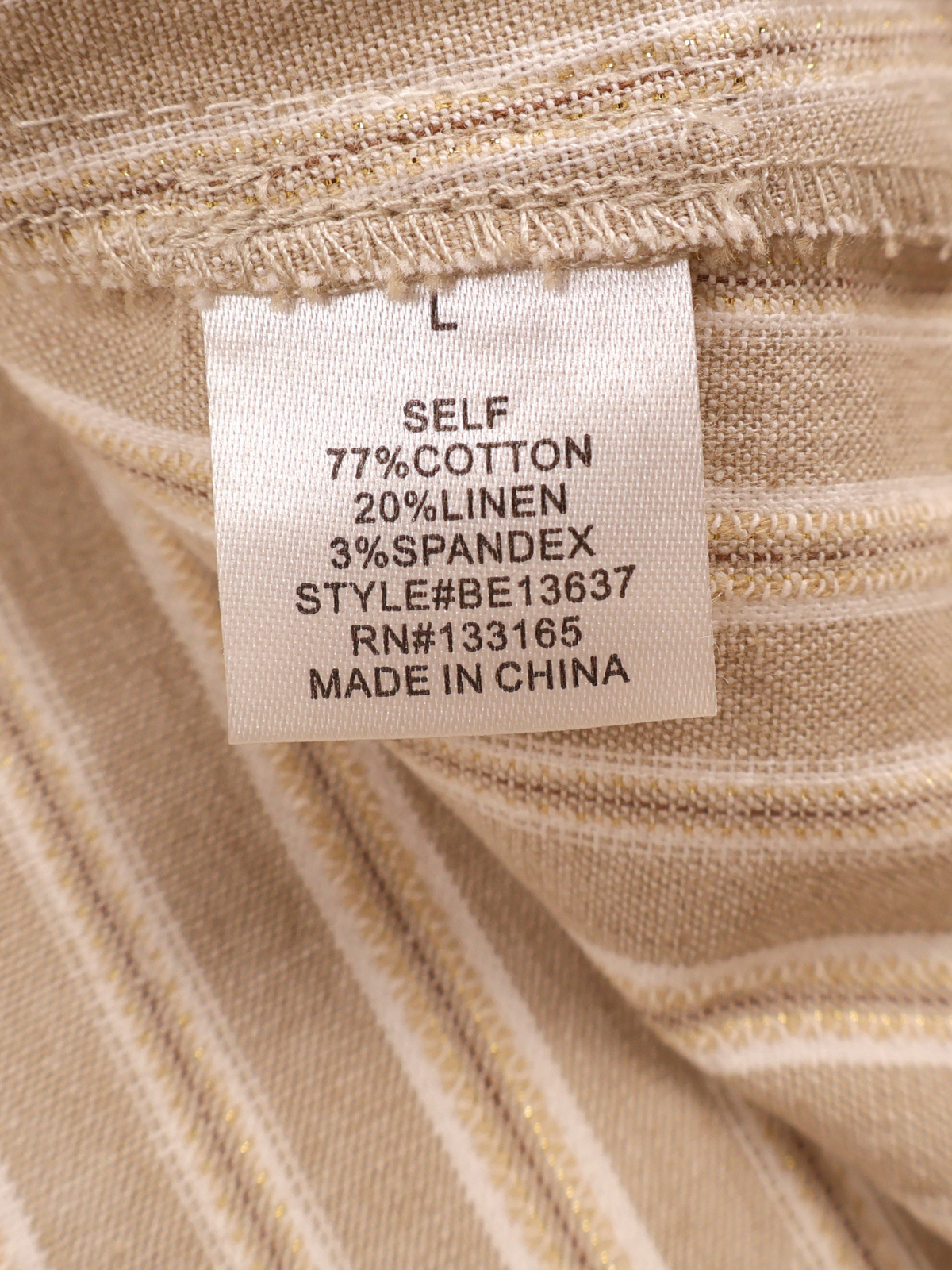Altar’d State Beige Stripe Fringe Lace Tank Top Size Large Boho Linen Blend