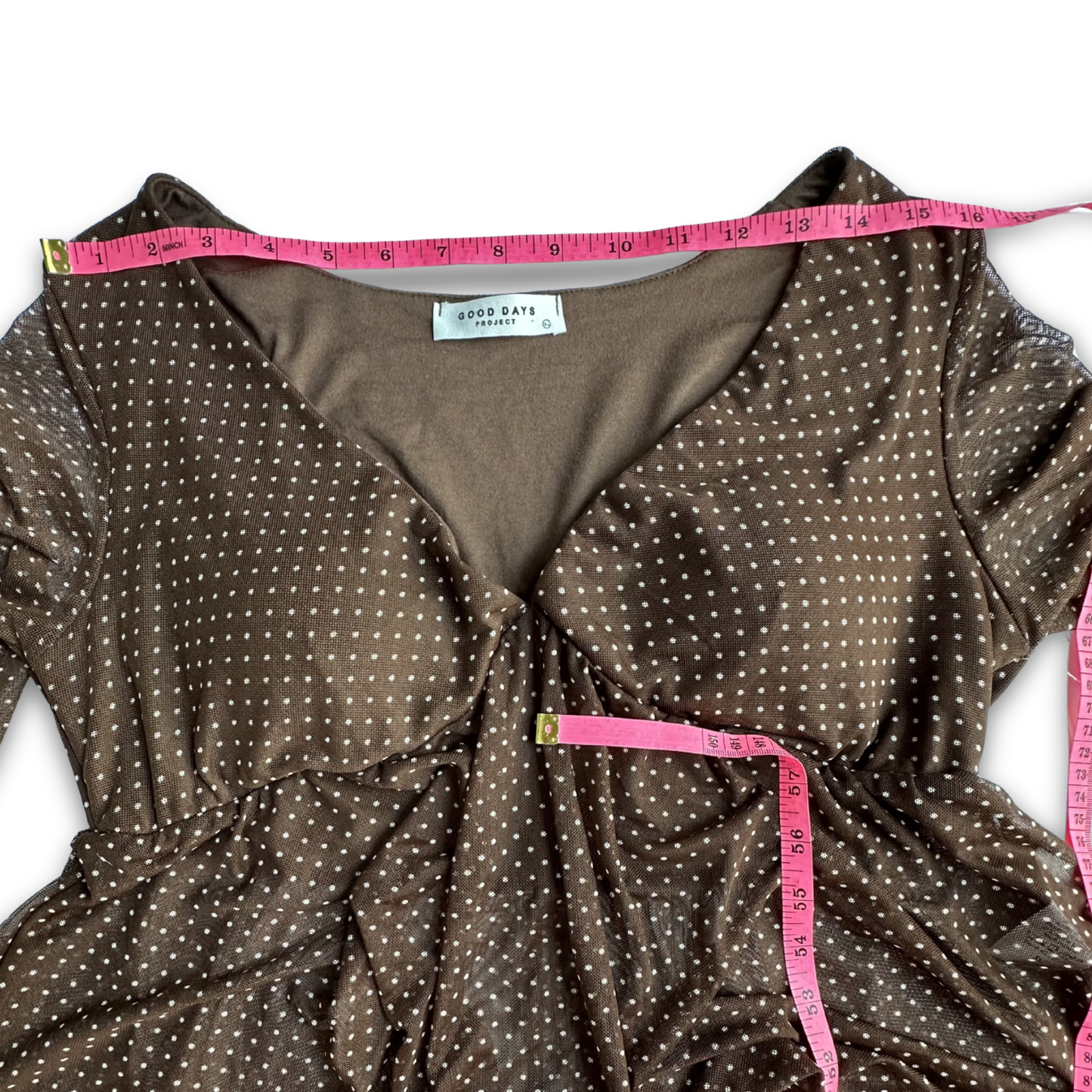 Good Days Project Brown Polka Dot Sheer Blouse – Size XL
