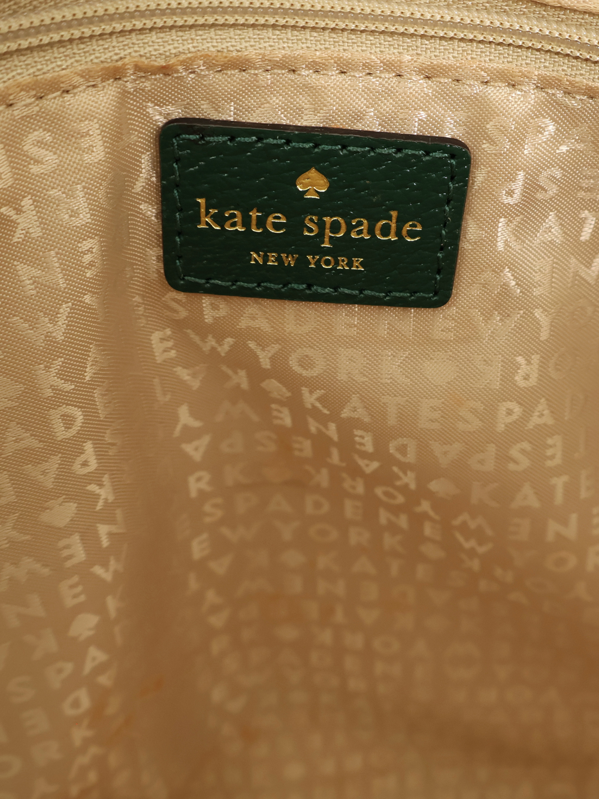 Kate Spade Green Leather Tote Bag Gold Hardware Large Shoulder Handbag