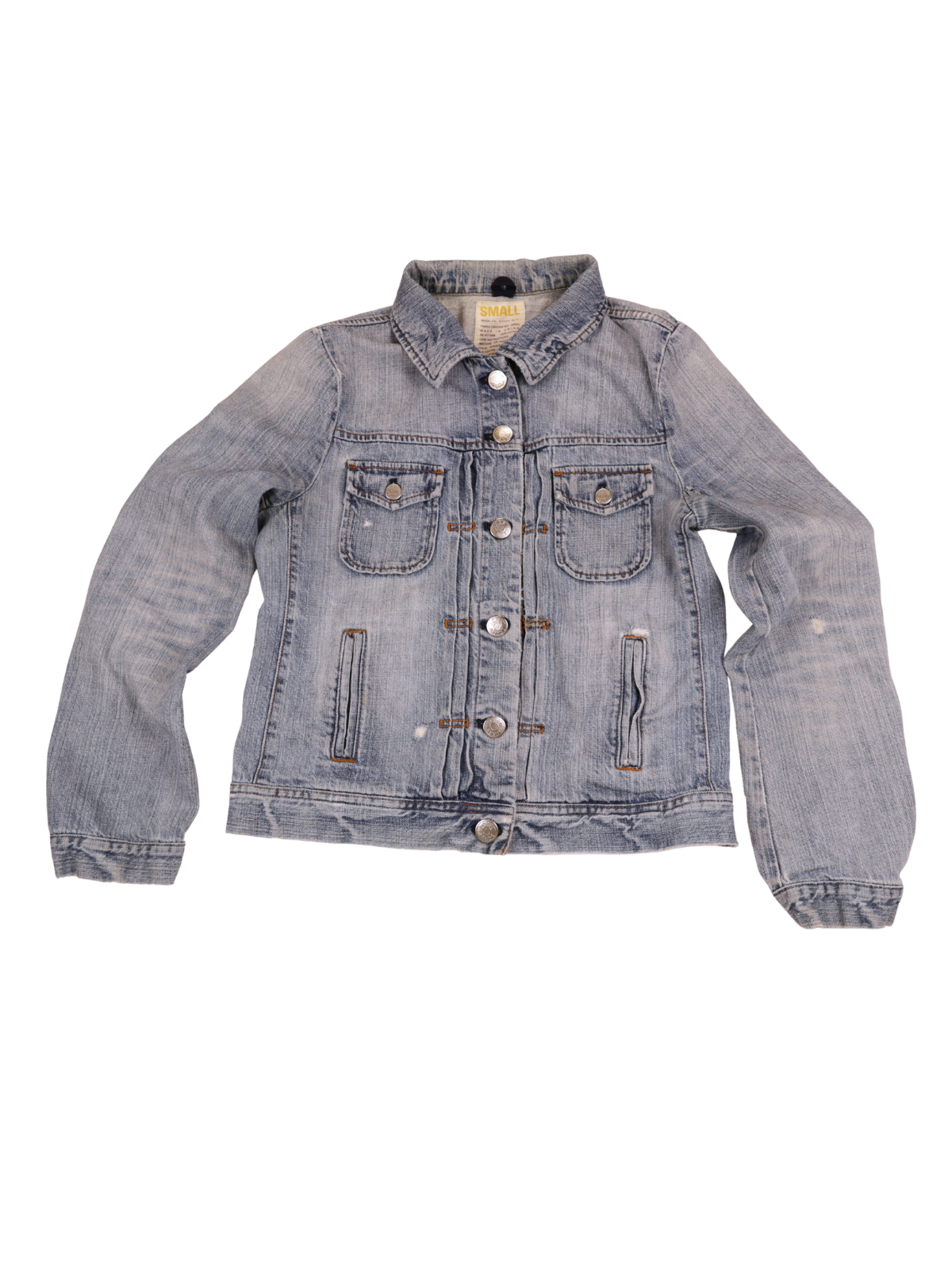 J. Crew Light Wash Denim Jacket Small Distressed Button Front Cropped Jean Jacket