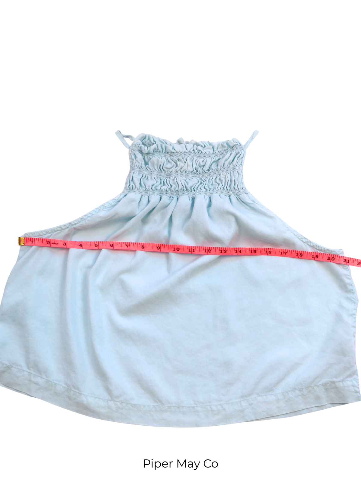 Bella Dahl Smocked Halter Tank – Soft Blue Luxe Essential | Size Medium