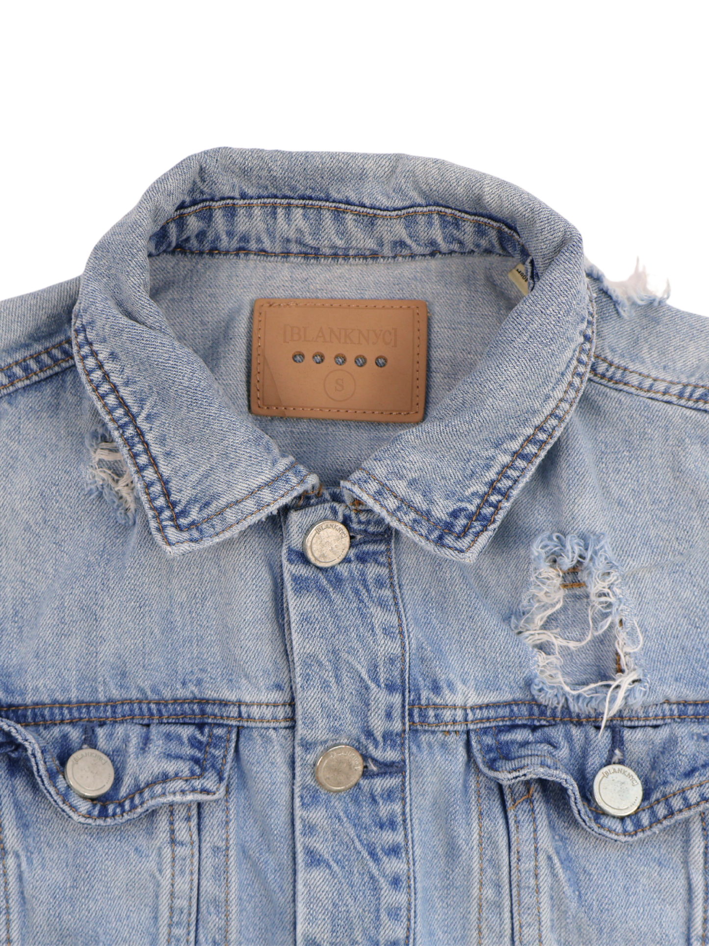 BLANK NYC Distressed Denim Jacket – Fitted Small