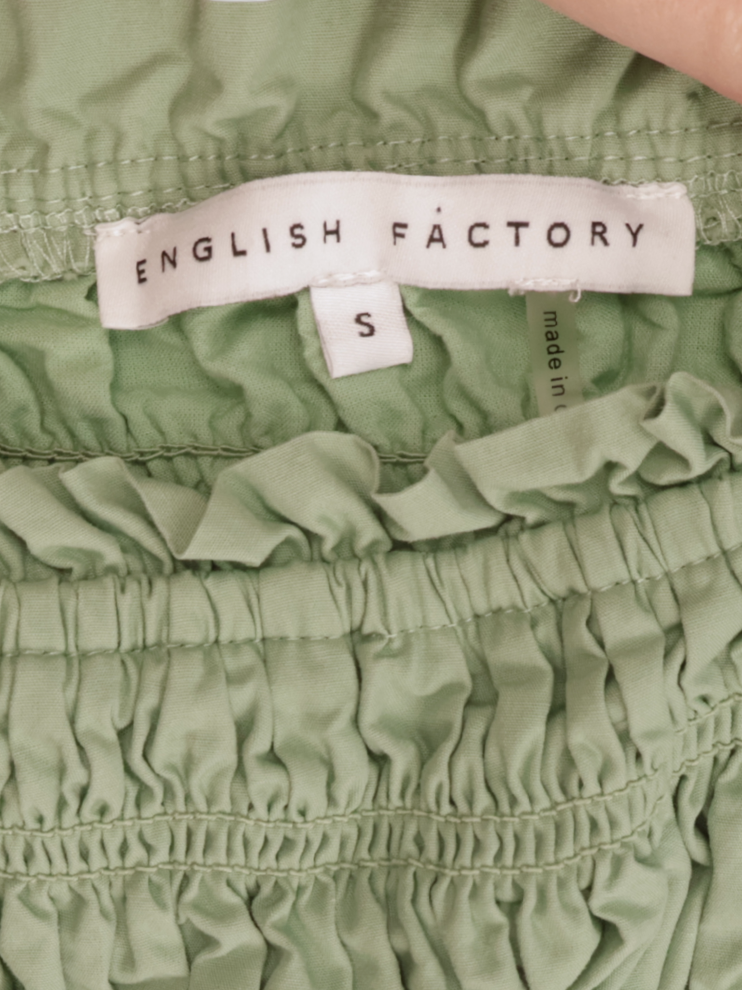 English Factory Green Midi Dress Smocked Puff Sleeve Flowy Size Small