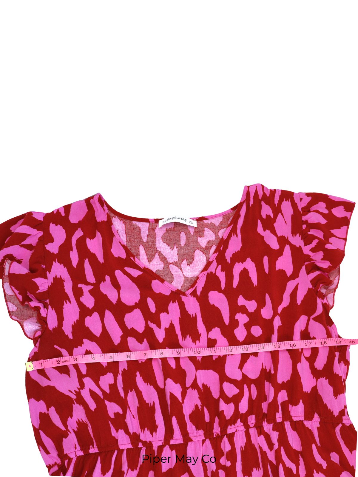 Rusttydustty  Statement Dress – Bold Red Print | Size 3XL