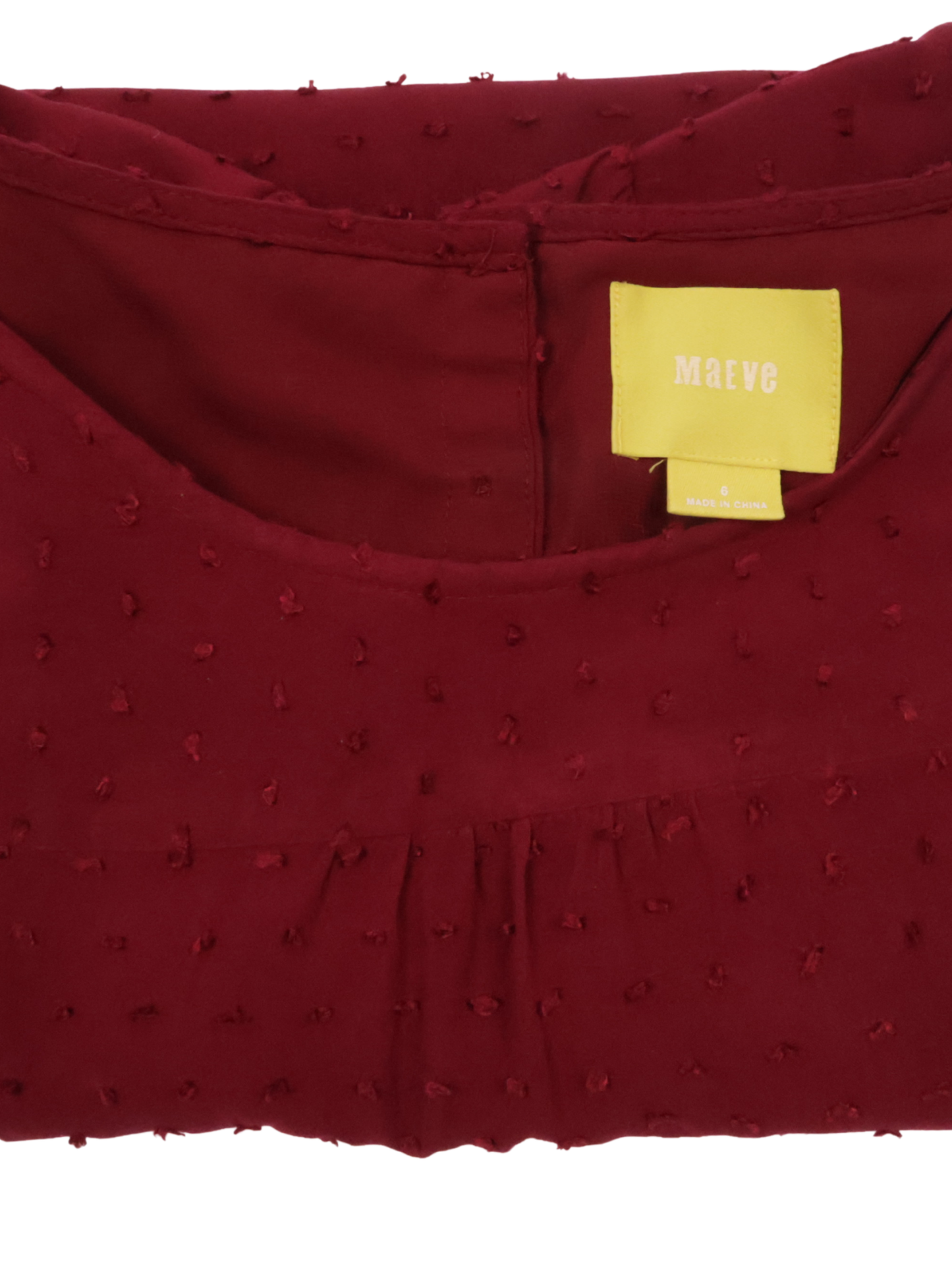 Maeve Maroon Textured Blouse – Romantic Scalloped Hem Top | Size 6
