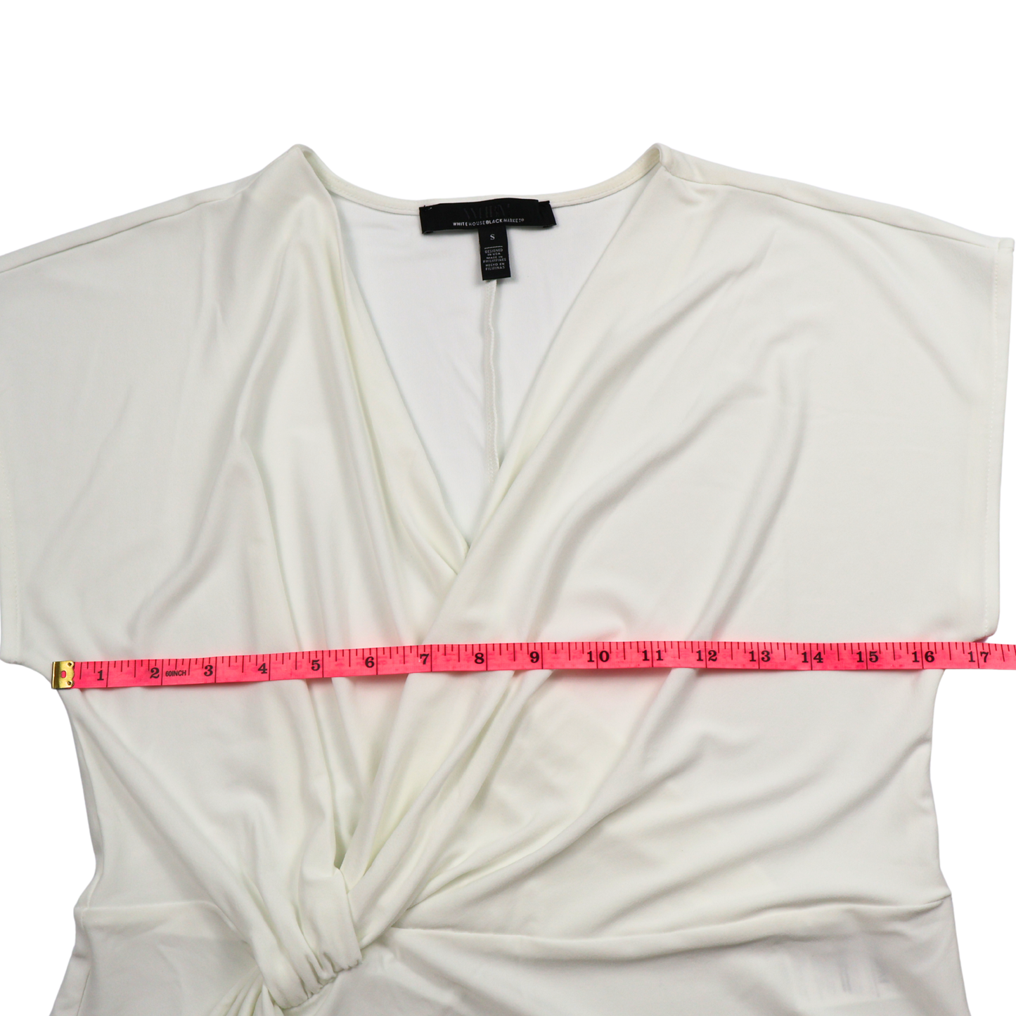 White House Black Market Cream Draped Blouse – Size Small – Elegant Twist Front Top