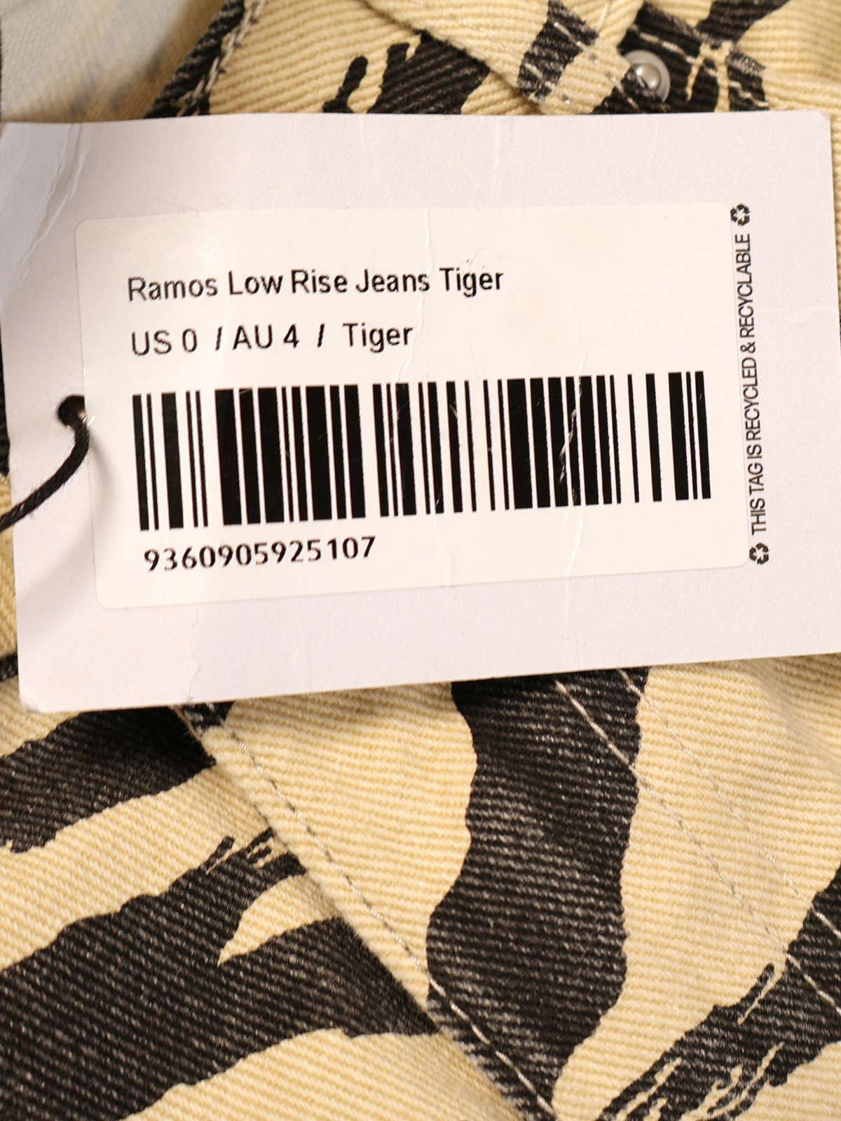 Princess Polly Ramos Tiger Print Low Rise Jeans Size 0 NWT Wide Leg Cotton Denim