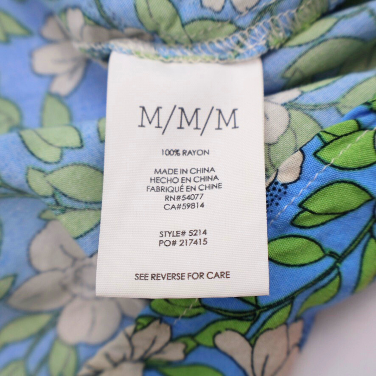 Cabi Floral Camisole Blouse Blue Green Print Size Medium