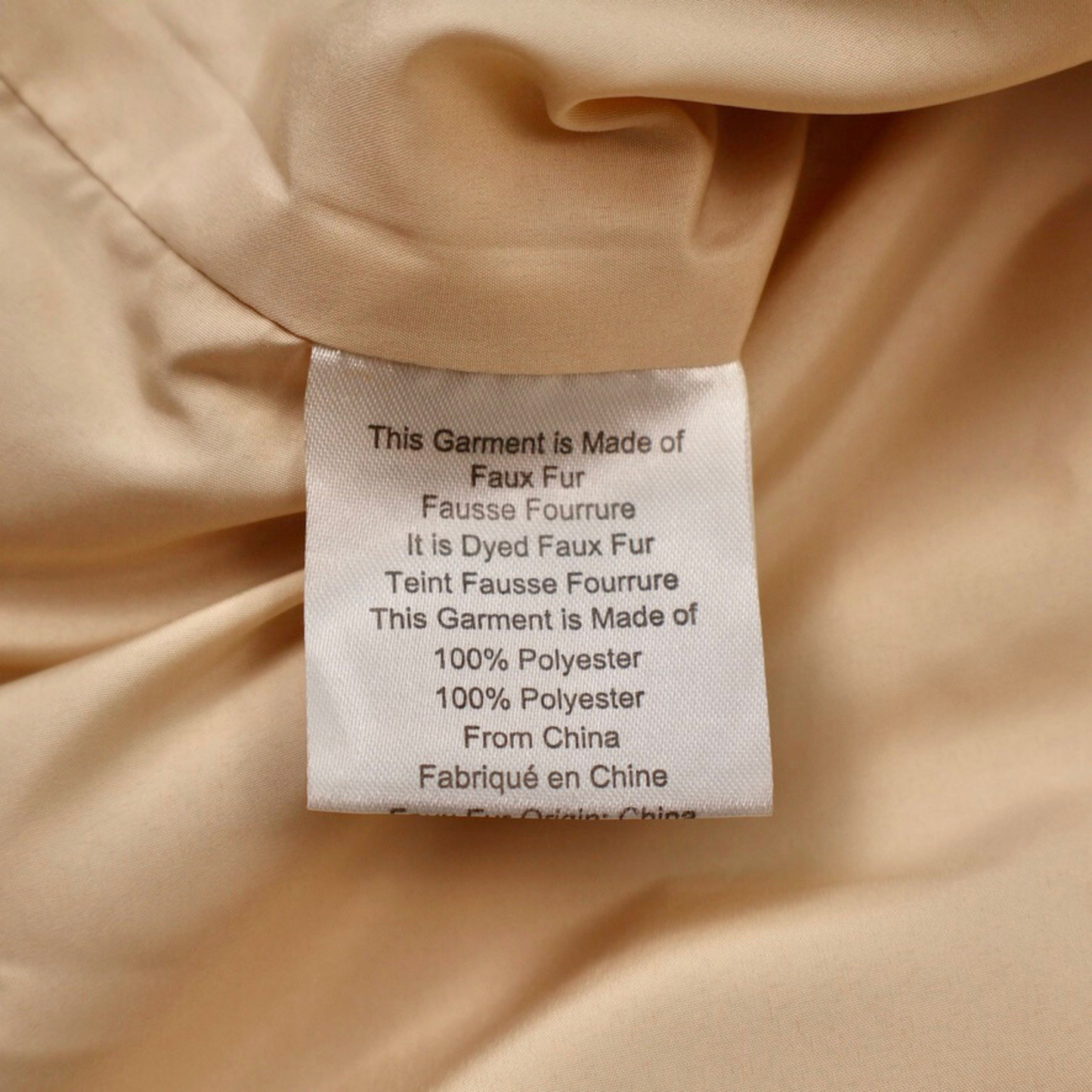 La Fiorentina Faux Fur Shawl Poncho Tan One Size Zip Front Luxe Wrap