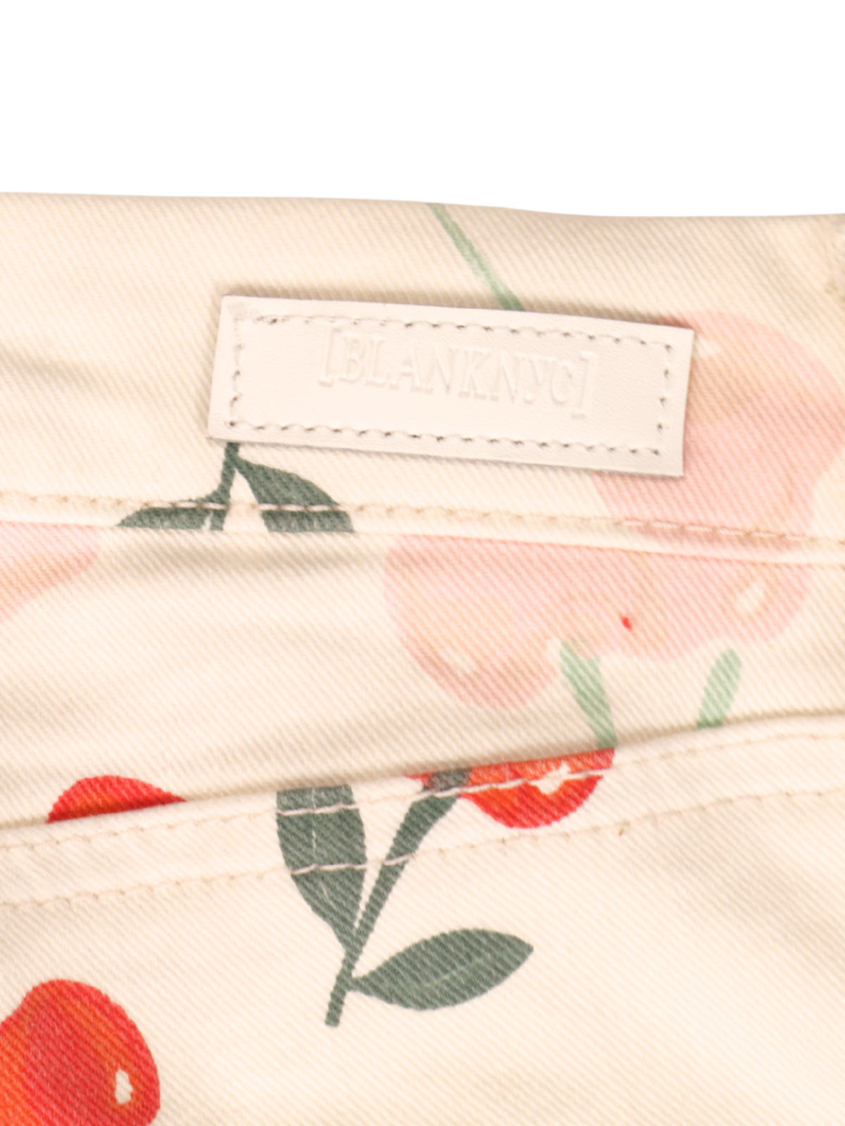 BLANKNYC Cherry Print Skinny Jeans – Cream | Ankle Zip | Size 27