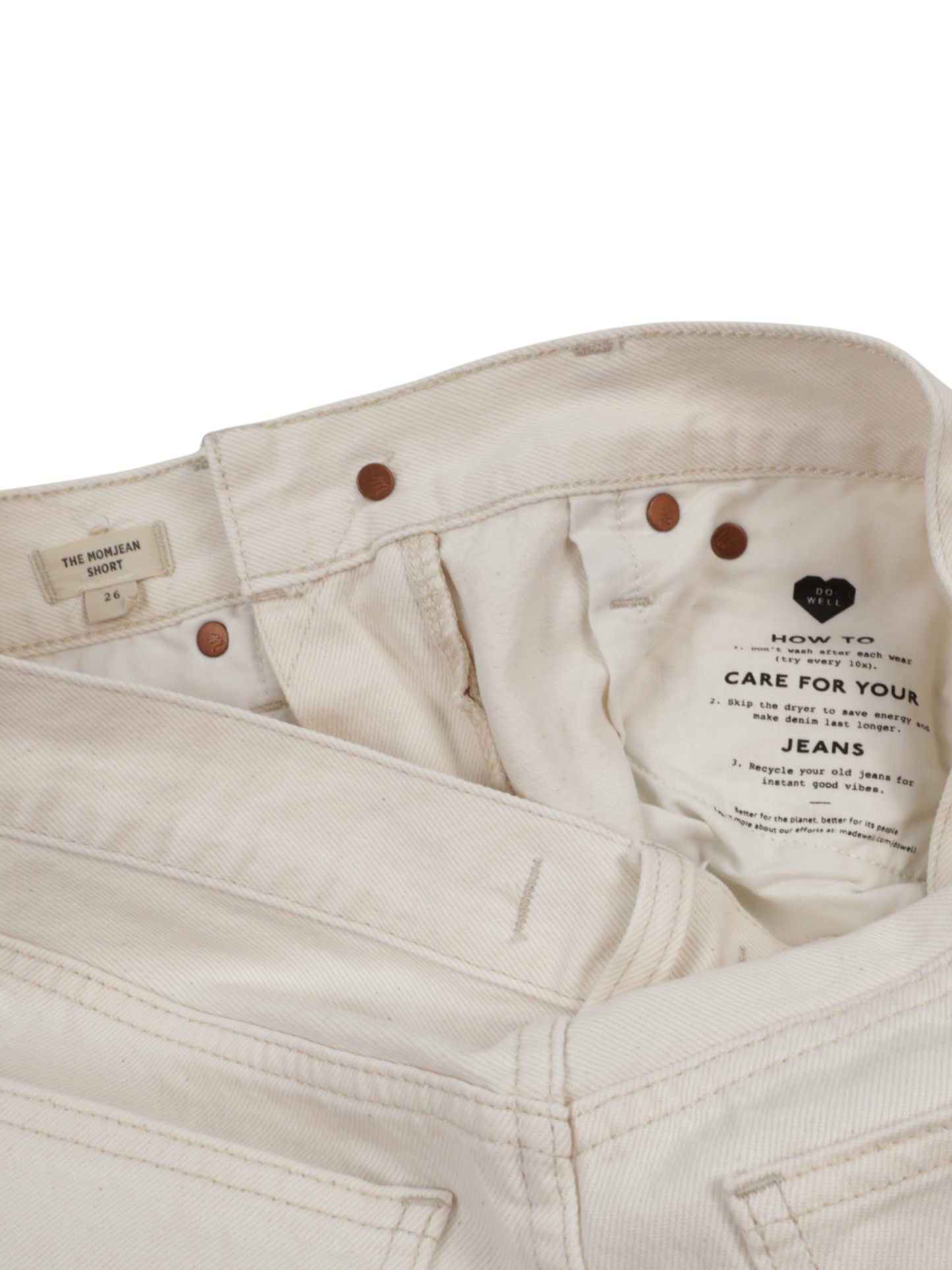 Madewell Cream High-Rise Denim Shorts – Clean Minimalist Staple (Size 26)