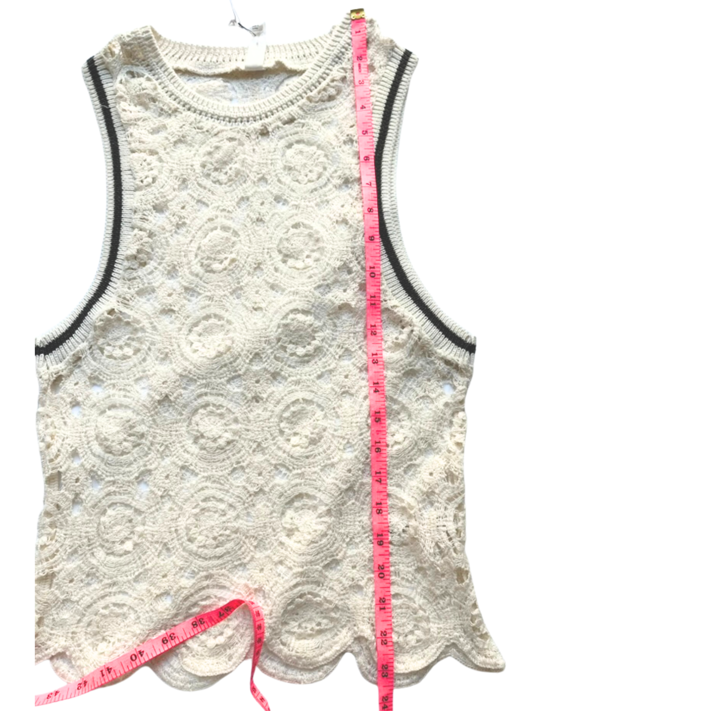 Daily Practice Lace Tank Top Cream Crochet Sleeveless Boho NWT Size S