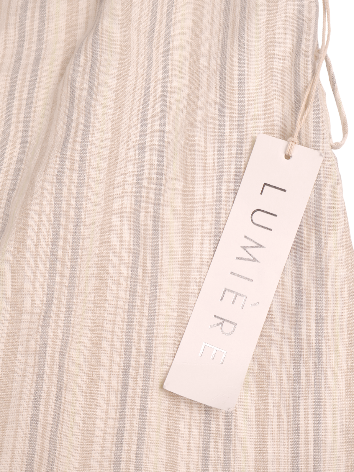 Lumiere Cream Blue Khaki Stripe Midi Dress Size Small NWT