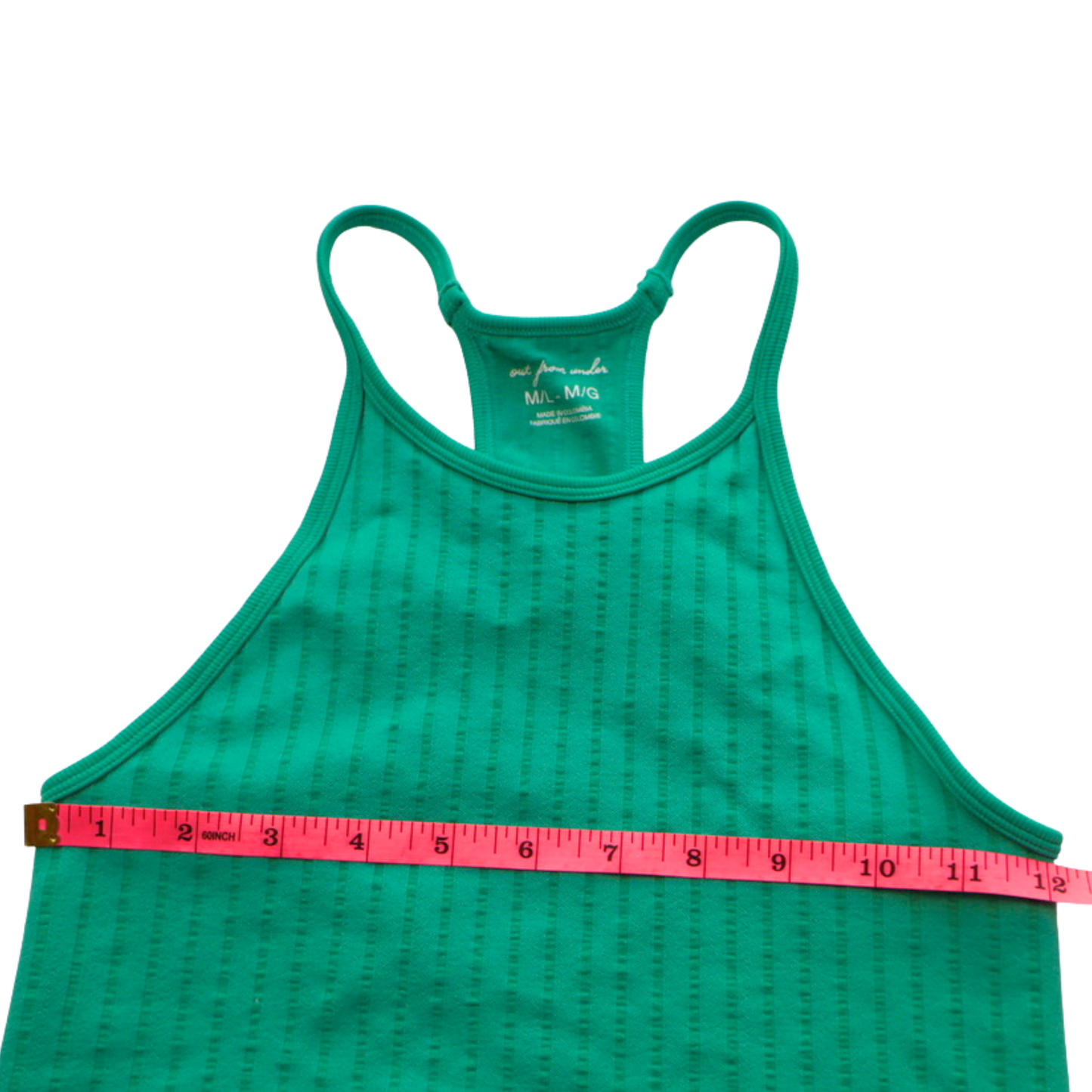 Out From Under Ribbed Racerback Crop Tank / Sports Bra Green M/L