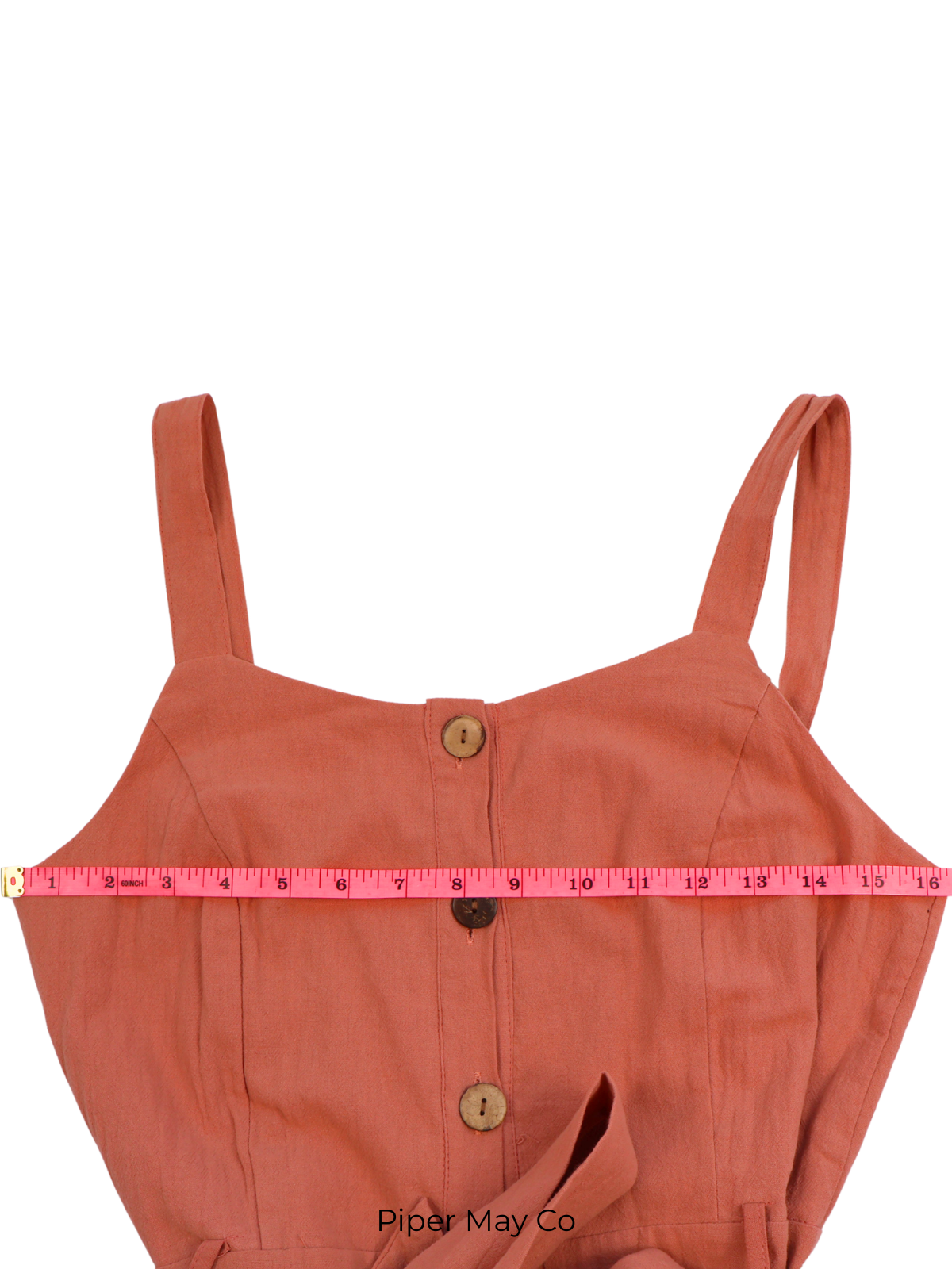 Pink Flare Burnt Orange Tie-Waist Romper – Effortless Summer Staple (Size Medium)