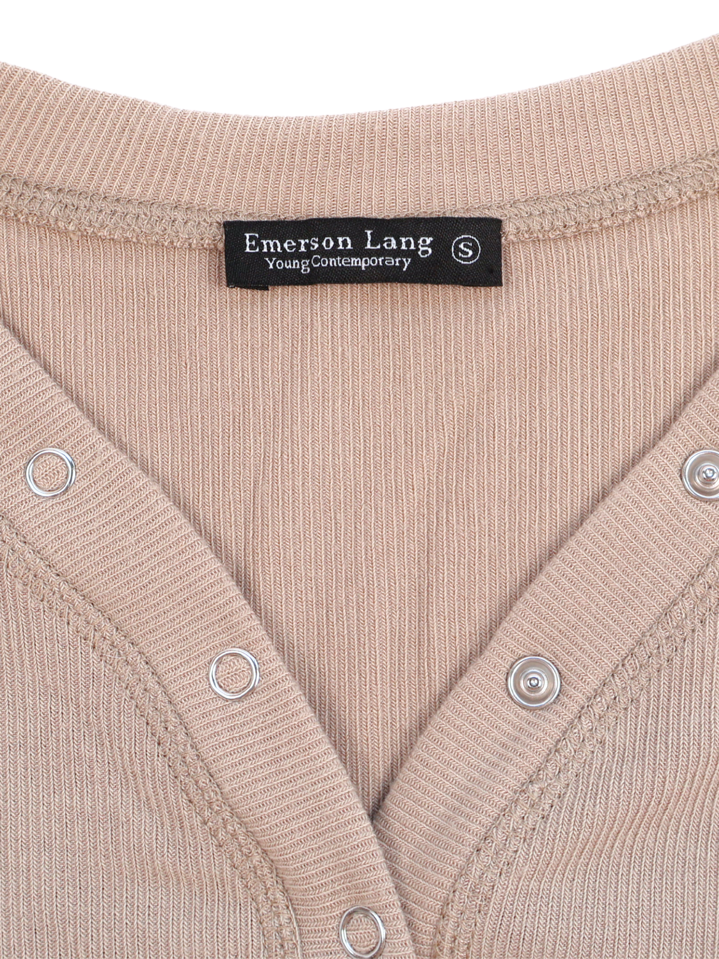 Emerson Lang Ribbed Henley Tee – NWT | Minimalist Essential | Size Small
