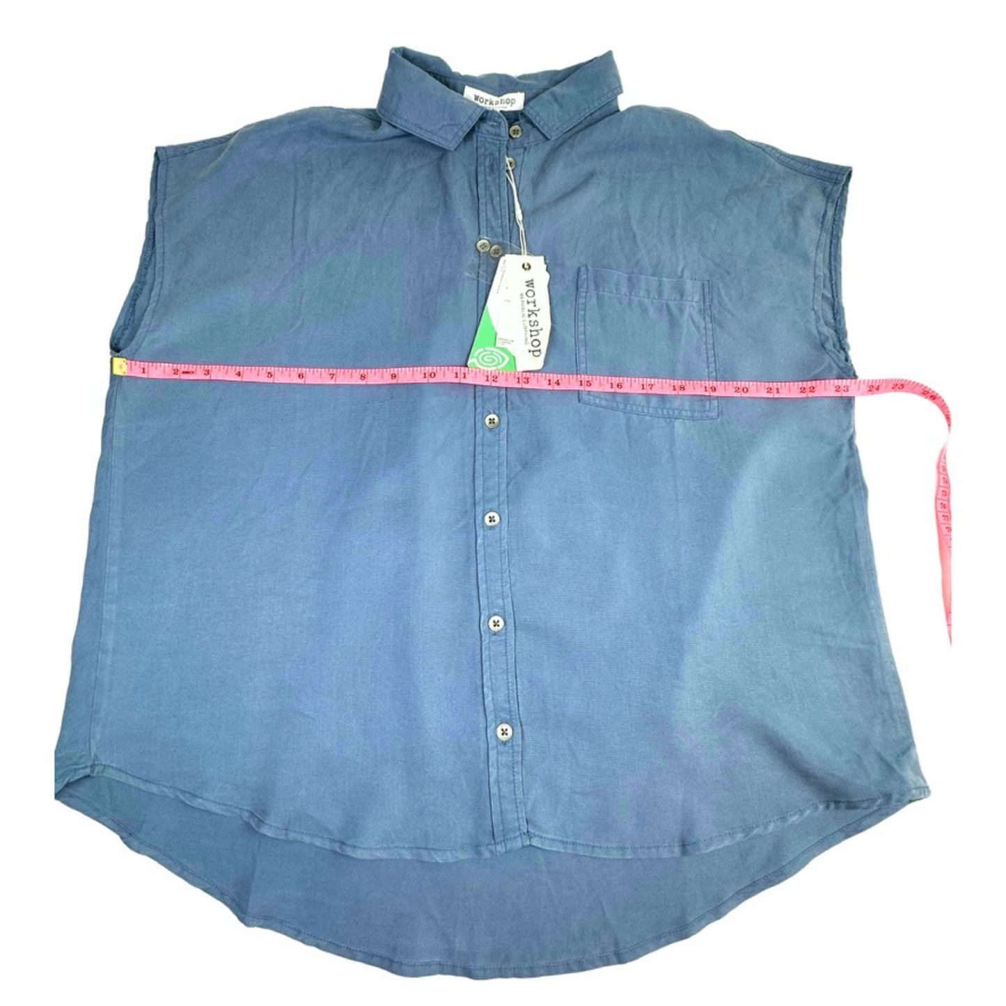 Workshop Sleeveless Chambray Button Front Blouse Size Medium