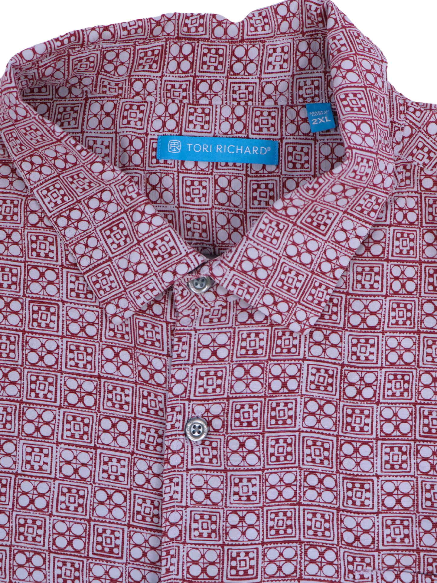 TORI RICHARD 2XL Geometric Button-Up Shirt – Elevated Casual, Statement Print