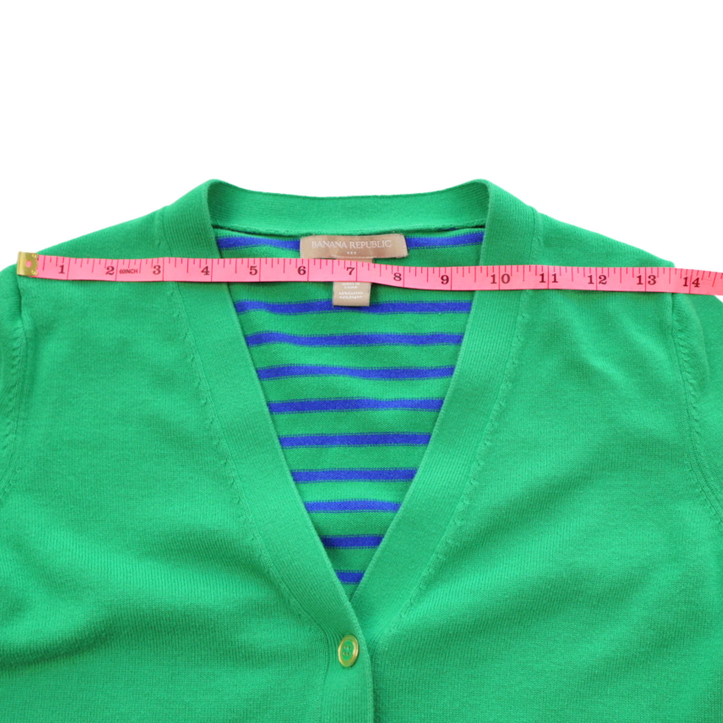 Banana Republic Green Cardigan Sweater | Gold Button Front | Size Small | Classic Elevated Knit