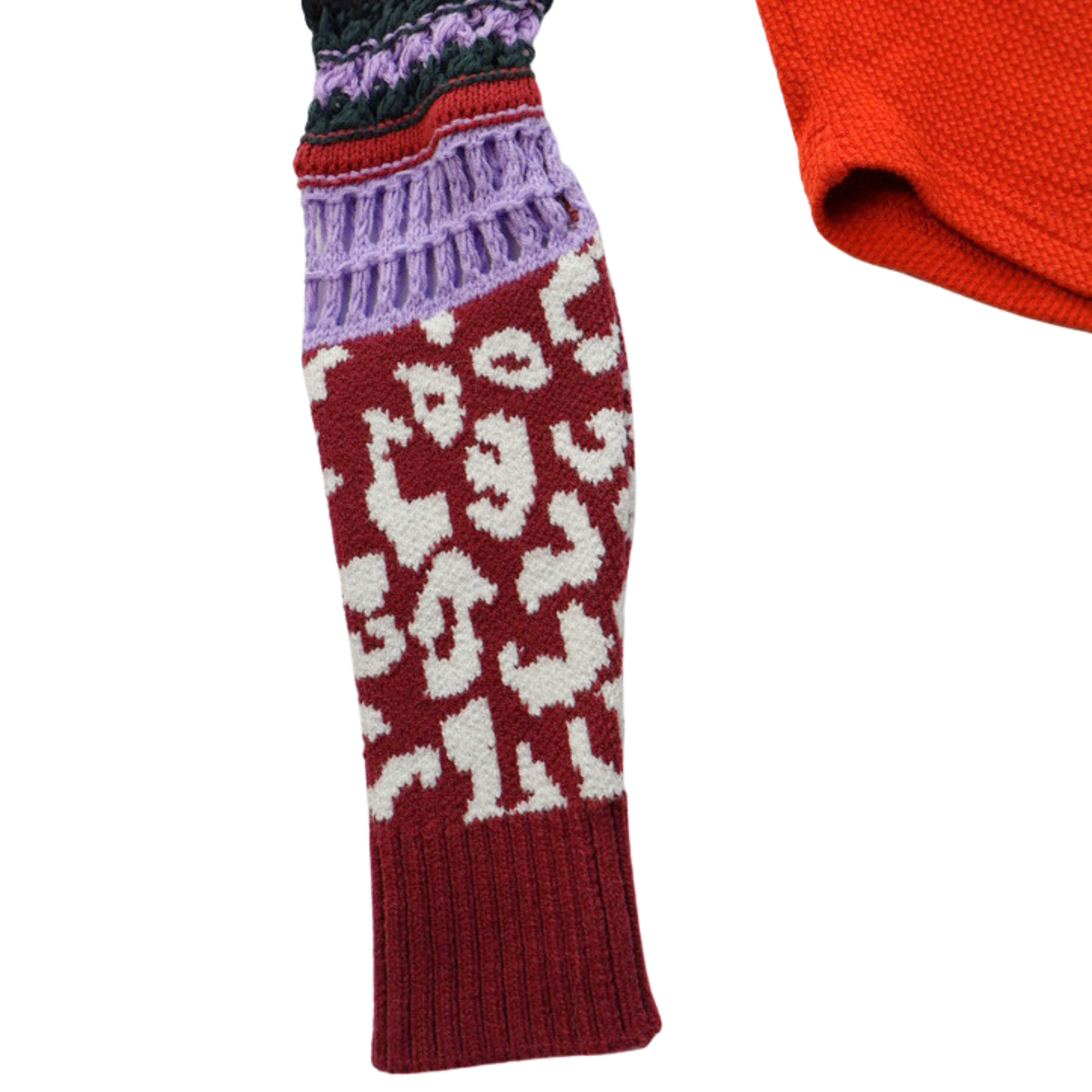 Free People Embroidered Sleeve Thermal Top – Red Statement Piece Size Small
