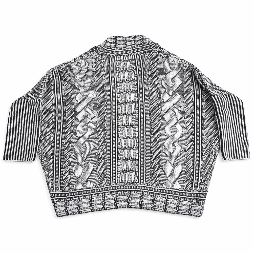 Larry Levine Black & White Open Knit Cardigan – Size Large
