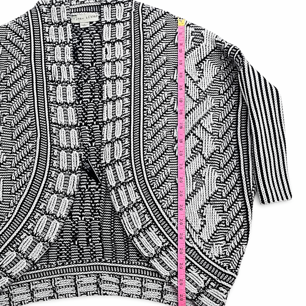 Larry Levine Black & White Open Knit Cardigan – Size Large