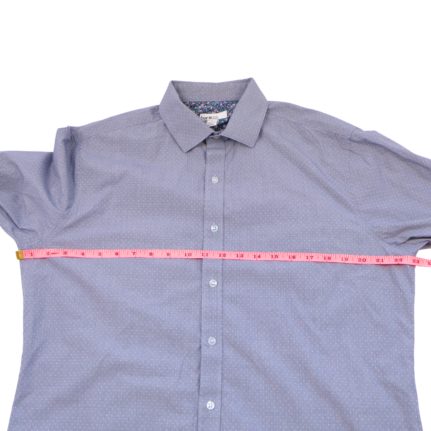 Bar III Slim Fit Button Down – Blue Micro Print | Size L