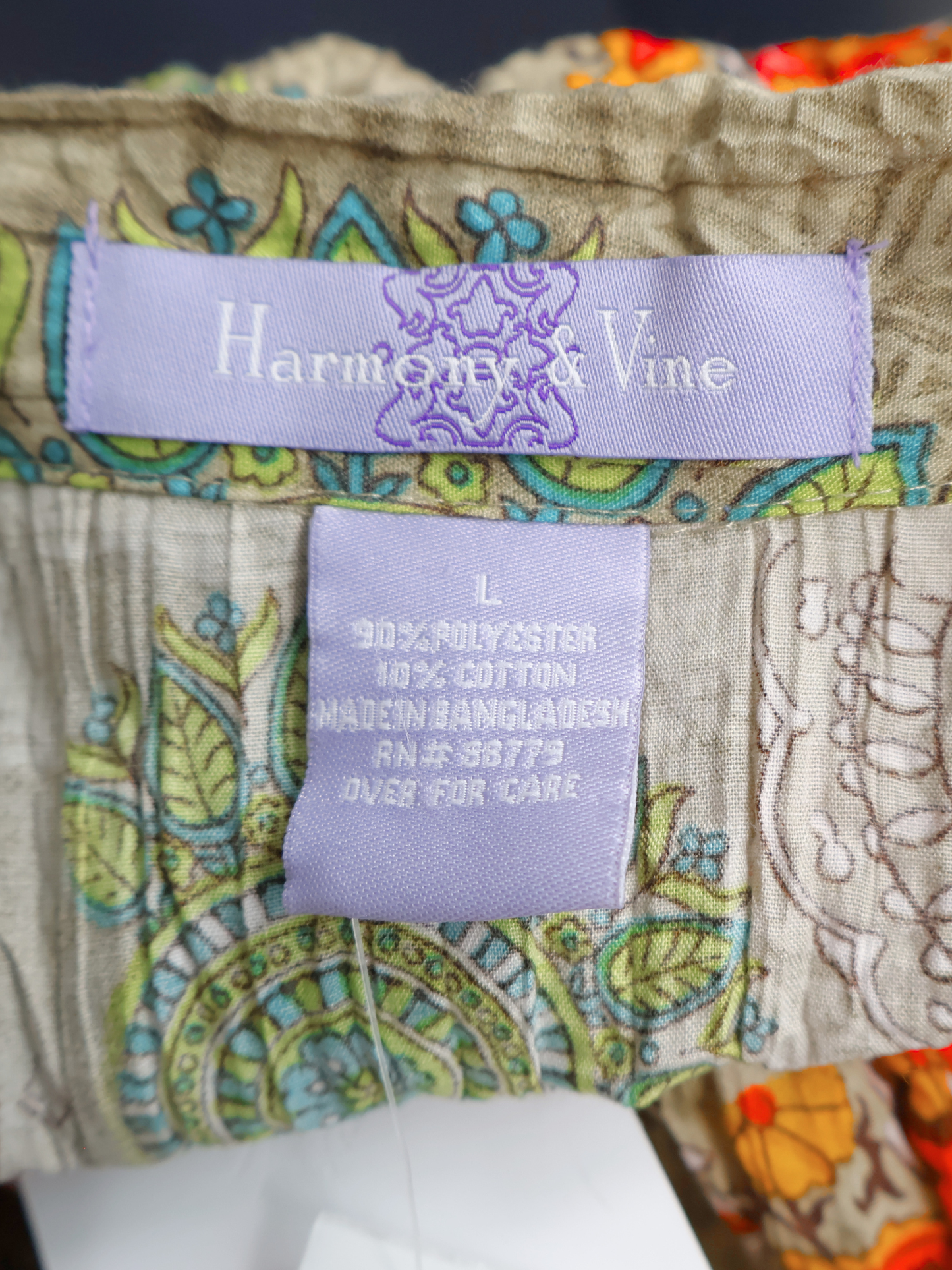 Harmony & Vine Printed Sleeveless Button Front Tank Top | Size Large | NWT