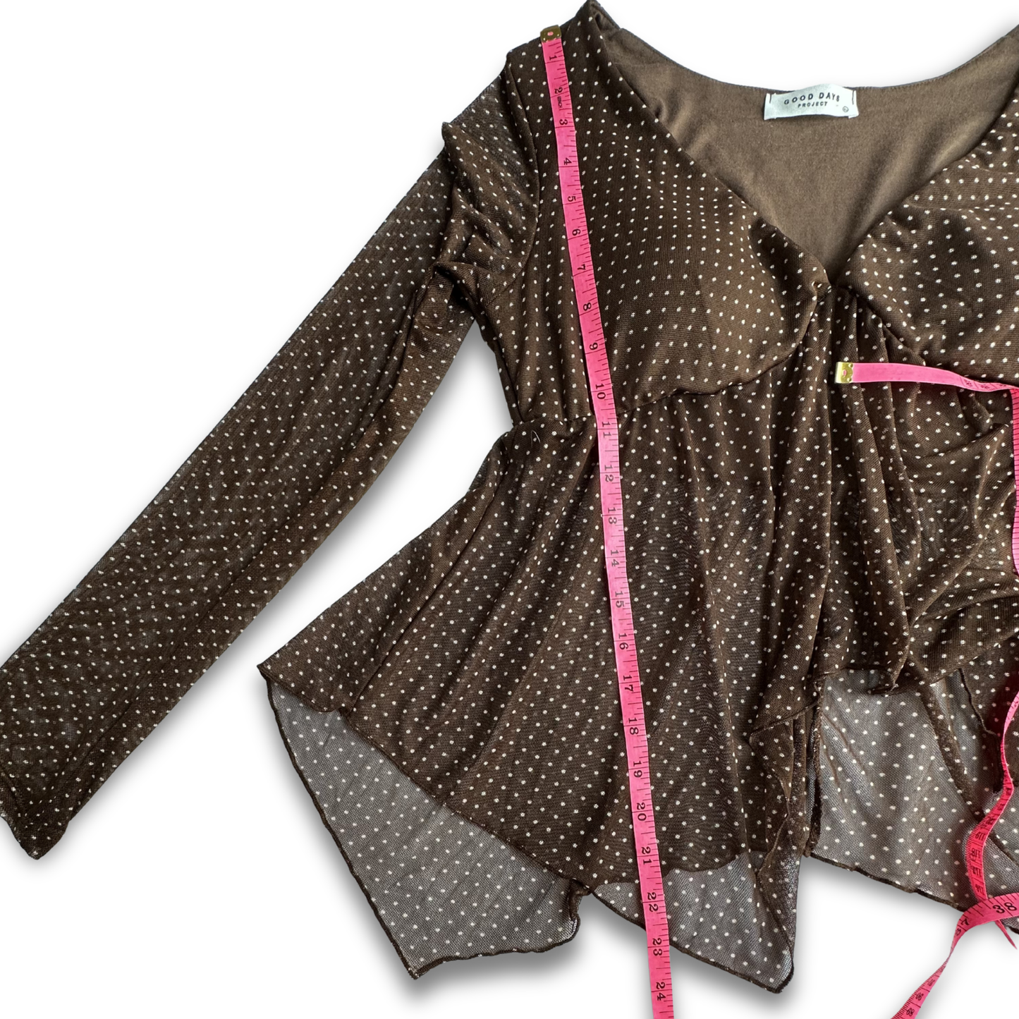 Good Days Project Brown Polka Dot Sheer Blouse – Size XL