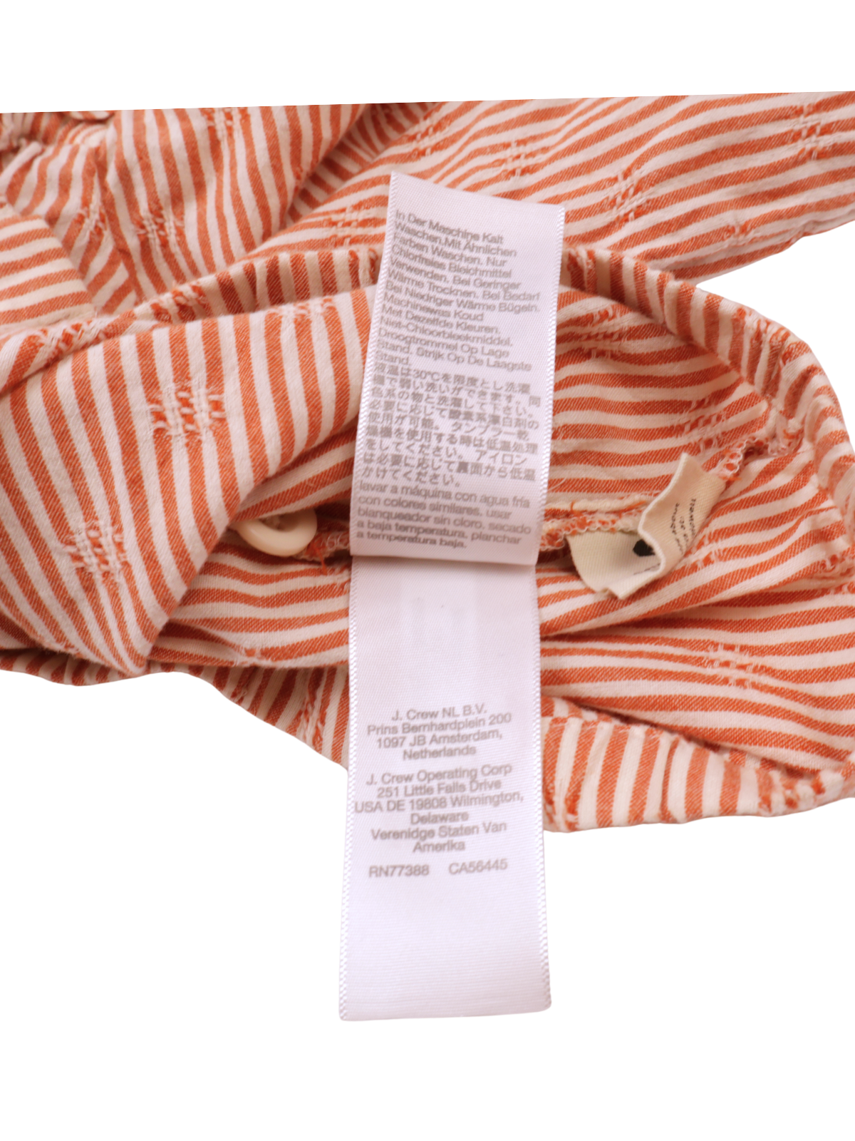 Madewell Orange Stripe Puff Sleeve Crop Blouse – Square Neck Feminine Top (Size XS)