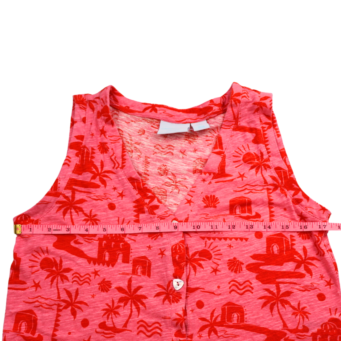 Cynthia Rowley Pink & Red Tropical Print Tank Top Size Medium