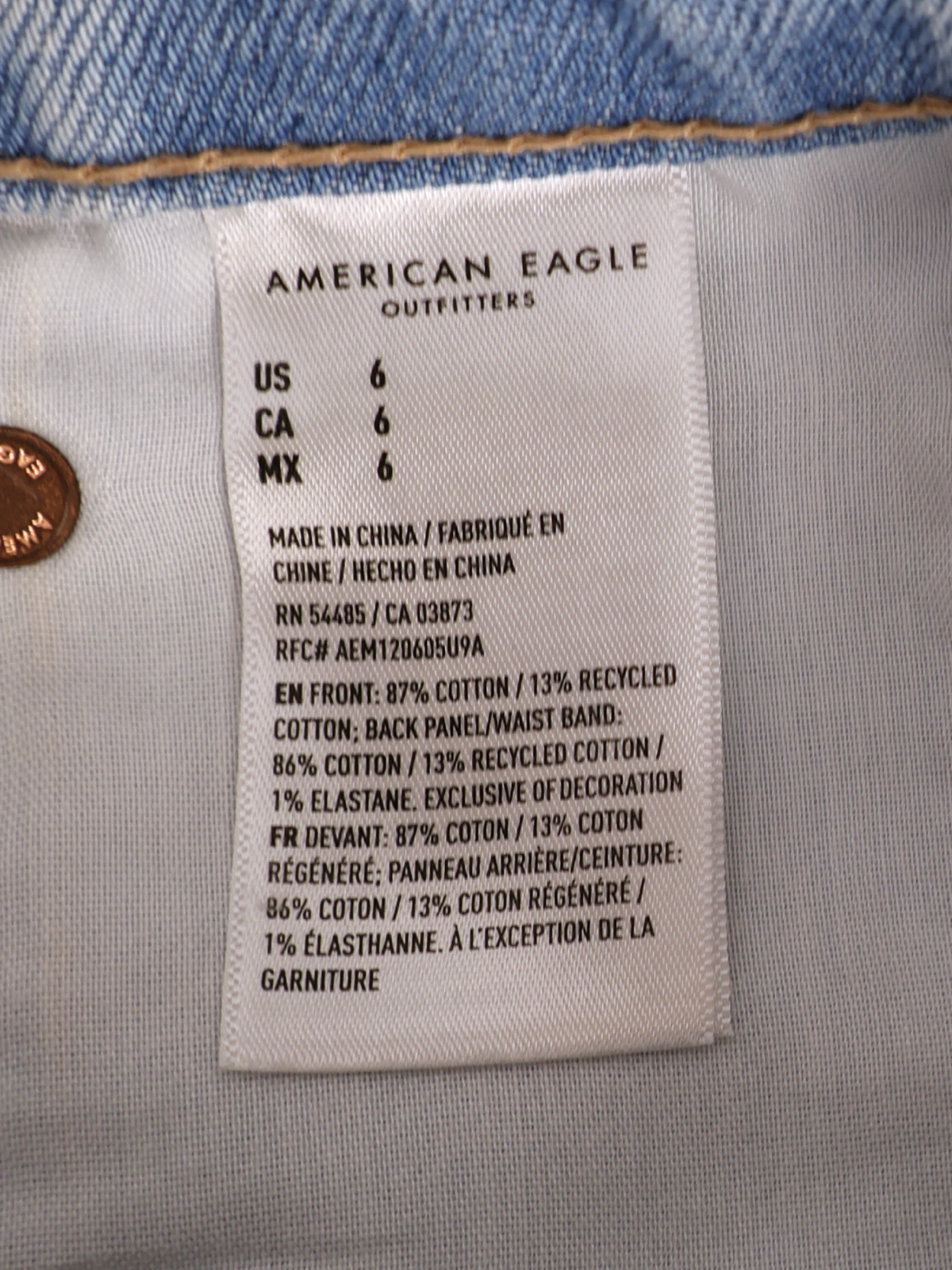 American Eagle Light Wash Denim Shorts Size 6 High Rise Distressed Cutoff