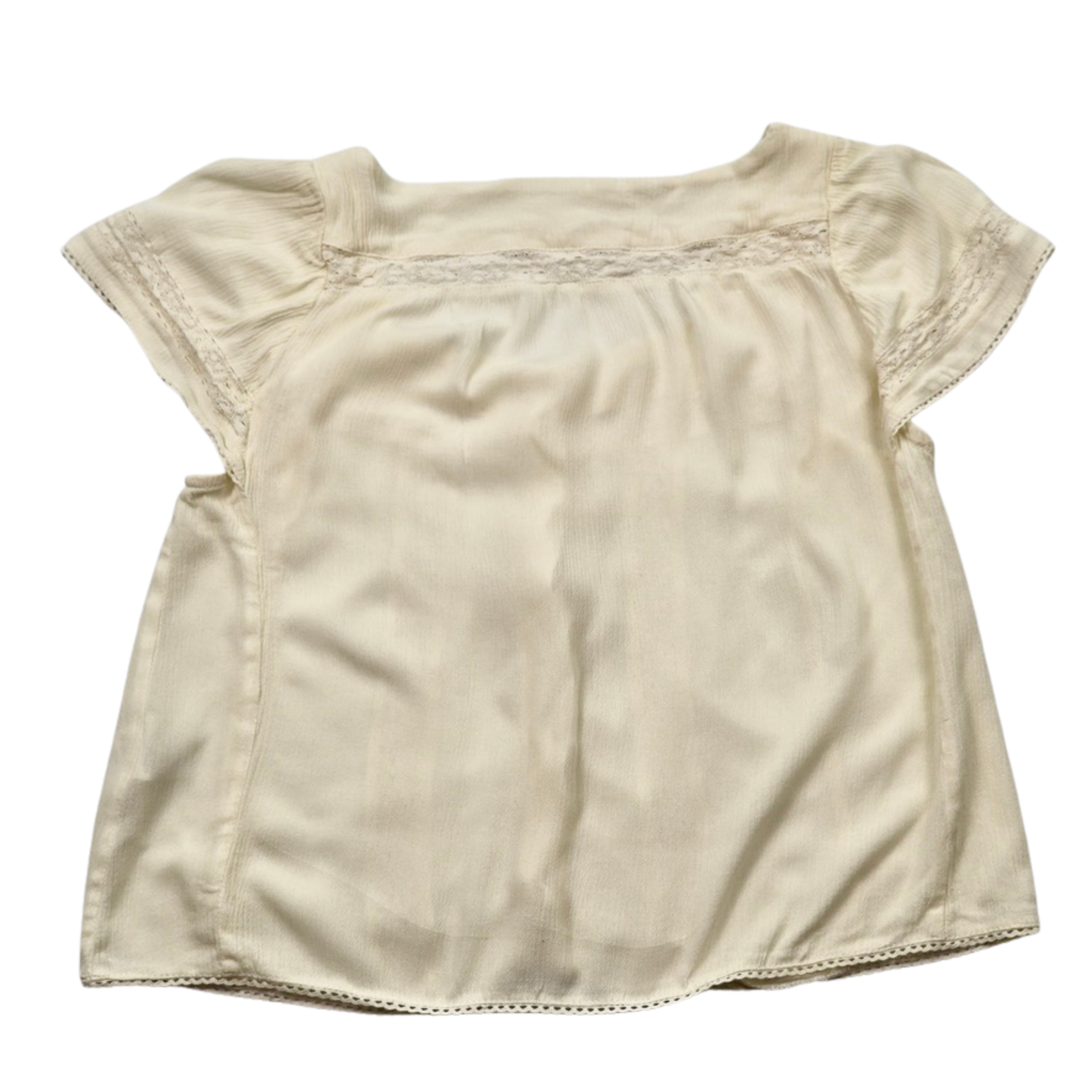 Jolt Lace Trim Button Blouse – Soft Cream | Size Medium