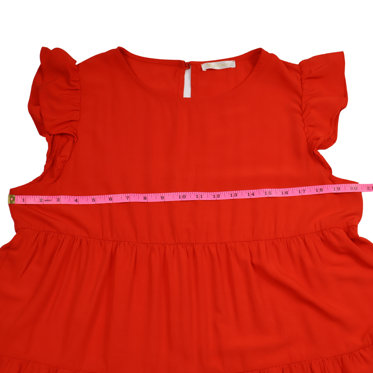 Kirundo Red Tiered Ruffle Dress – Size Large – Flowy Casual Summer Dress