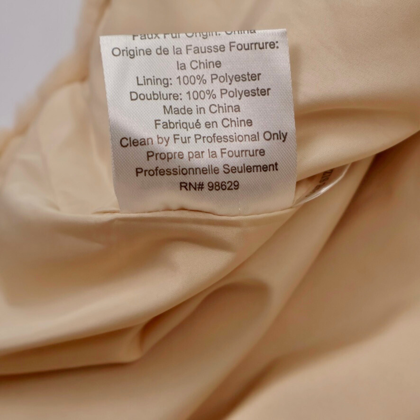 La Fiorentina Faux Fur Shawl Poncho Tan One Size Zip Front Luxe Wrap