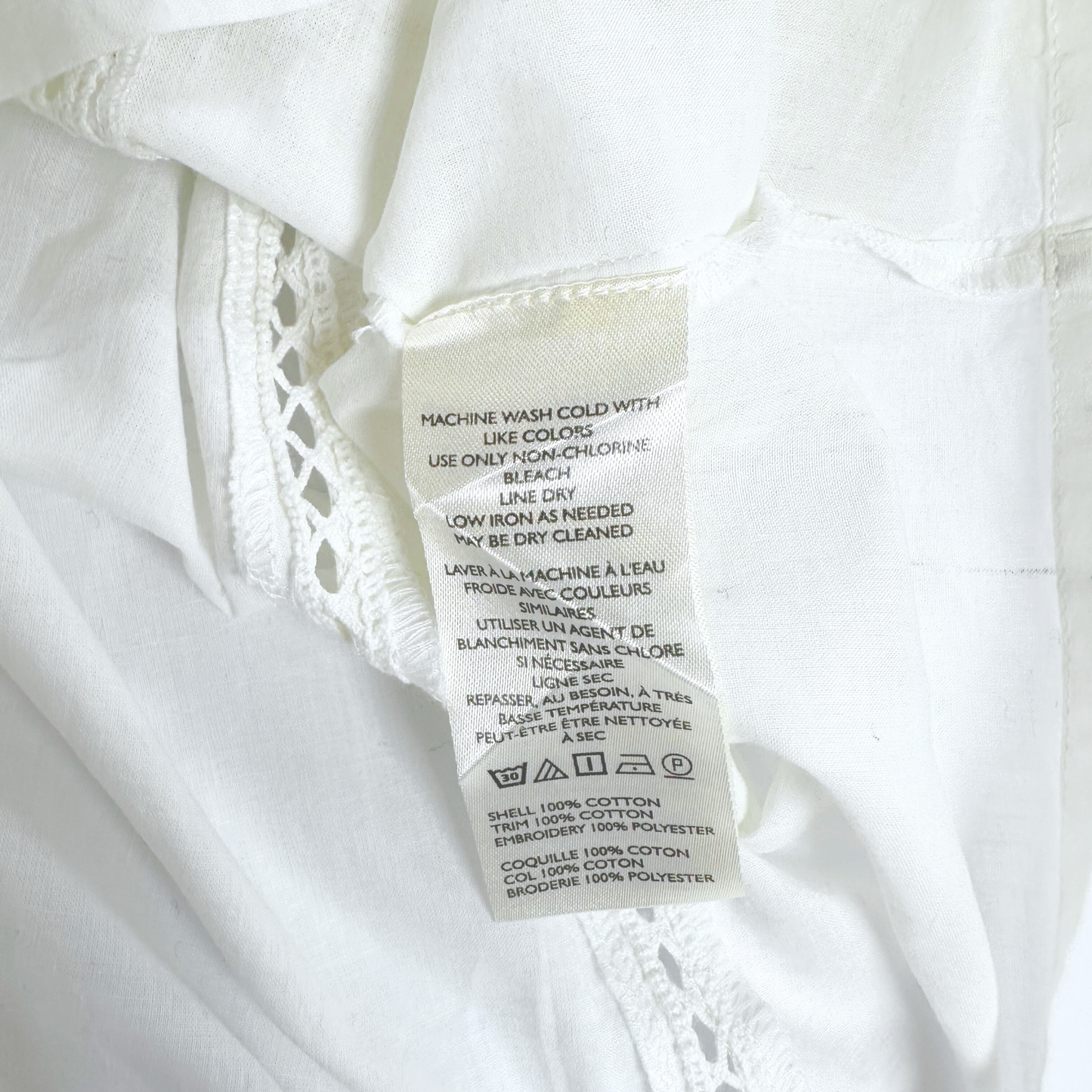 Anthropologie Lace & Embroidered Blouse – White – Size Small
