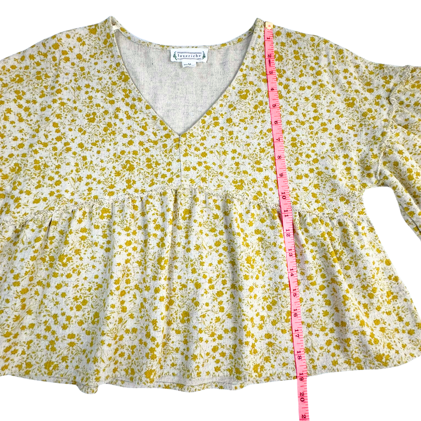 Loveriche Yellow Floral Peplum Blouse – Size Medium
