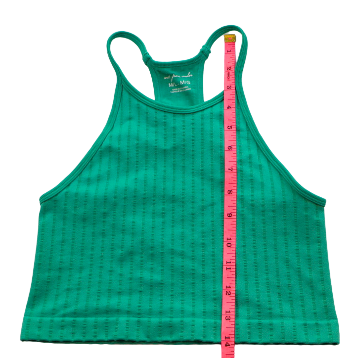 Out From Under Ribbed Racerback Crop Tank / Sports Bra Green M/L