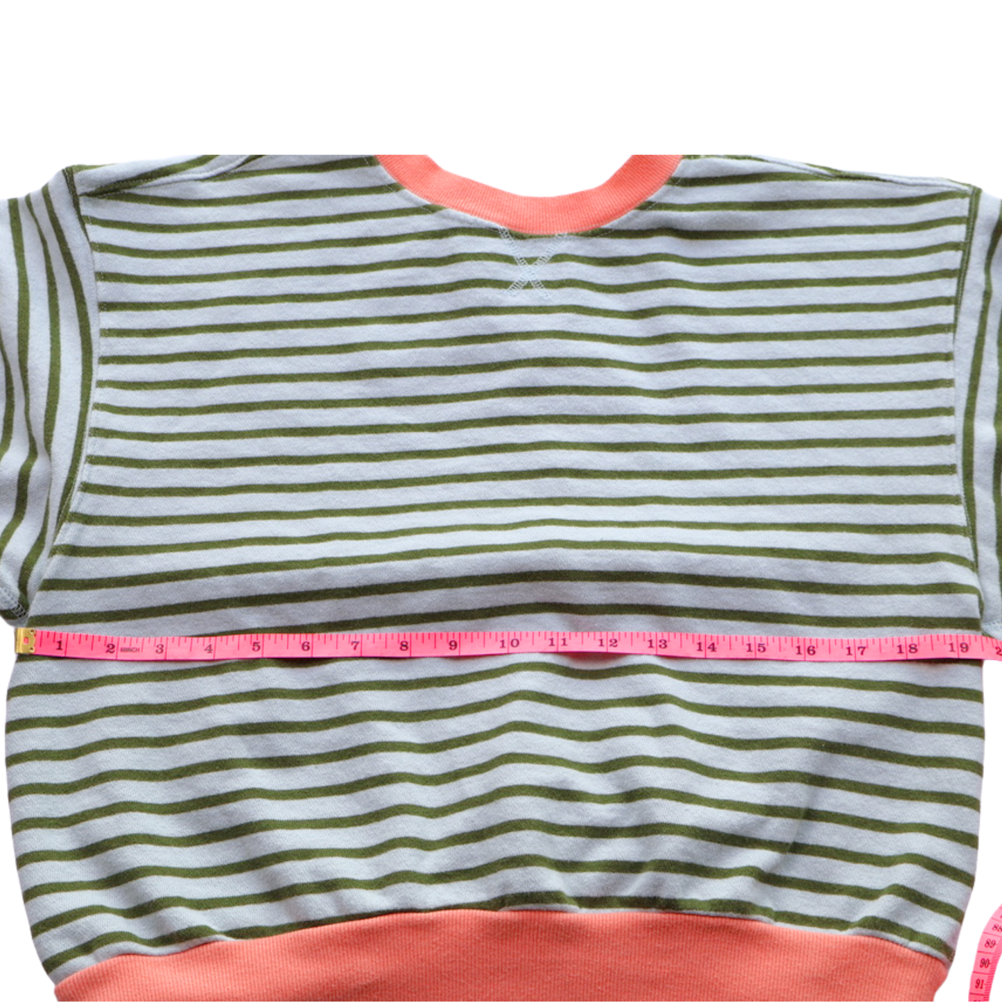 Pilcro Striped Pullover – Green Stripe with Coral Trim | Anthropologie | Size Small | Statement Spring Staple