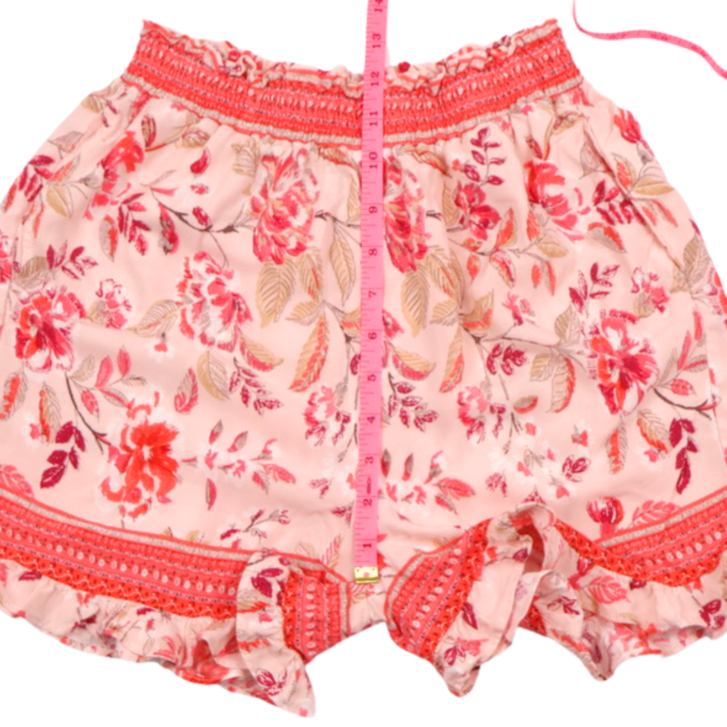 Blue Rain Floral Ruffle Shorts | Romantic Boho Elastic Waist | XS