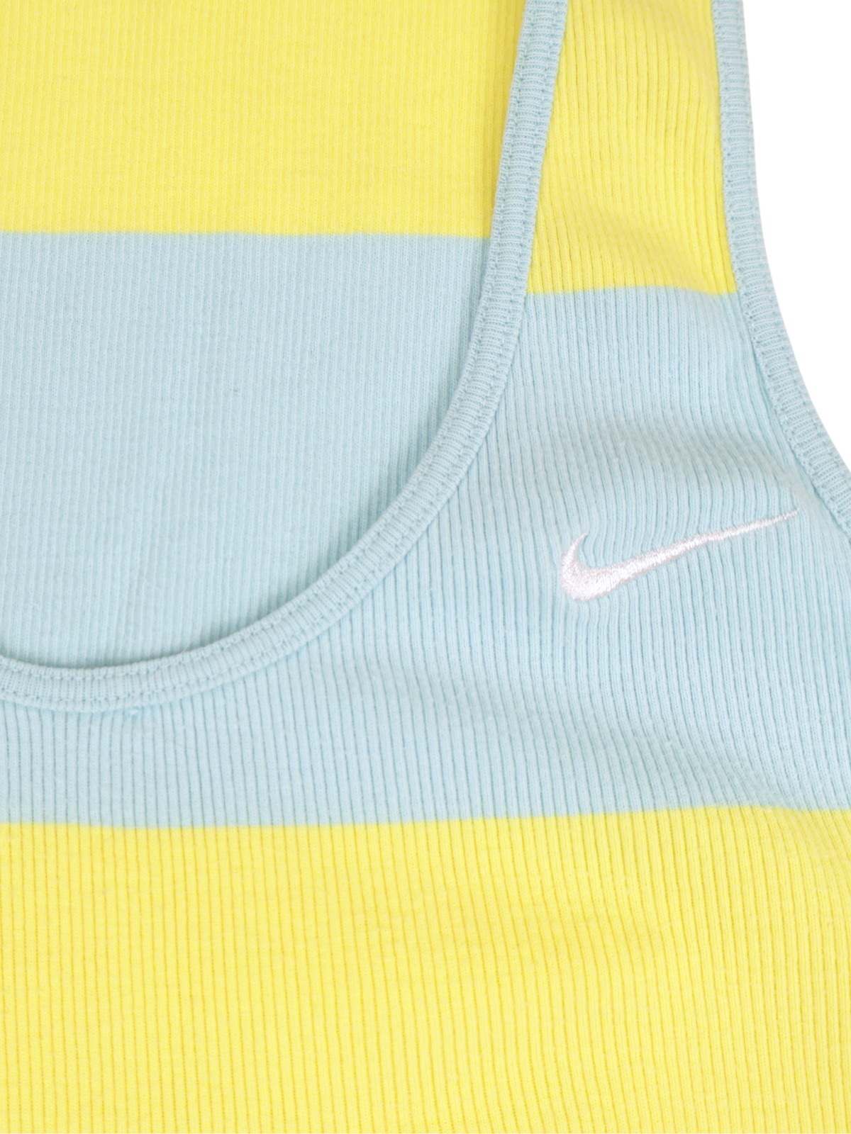 Nike Athletic Dept Ribbed Stripe Tank Top Aqua Yellow Size Large