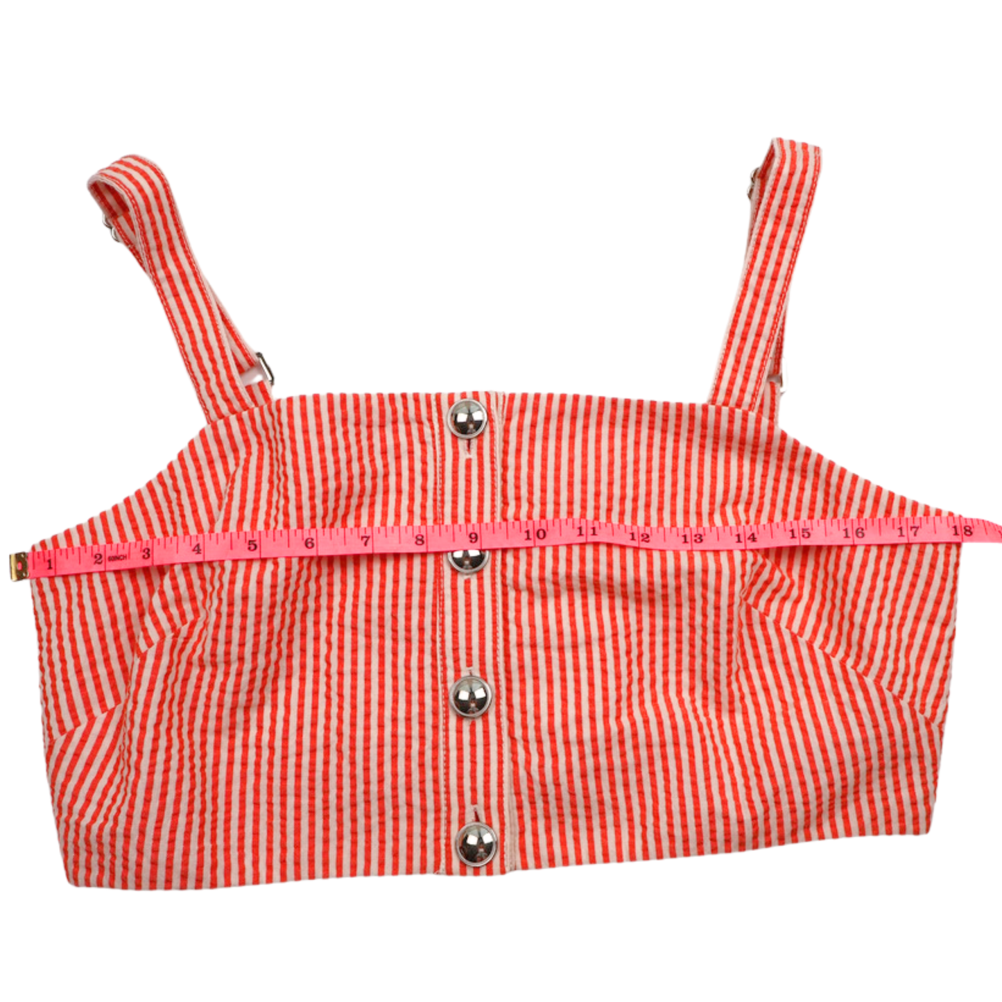 Maeve by Anthropologie Striped Crop Top NWT Size 8 | Red Button Front Statement Top