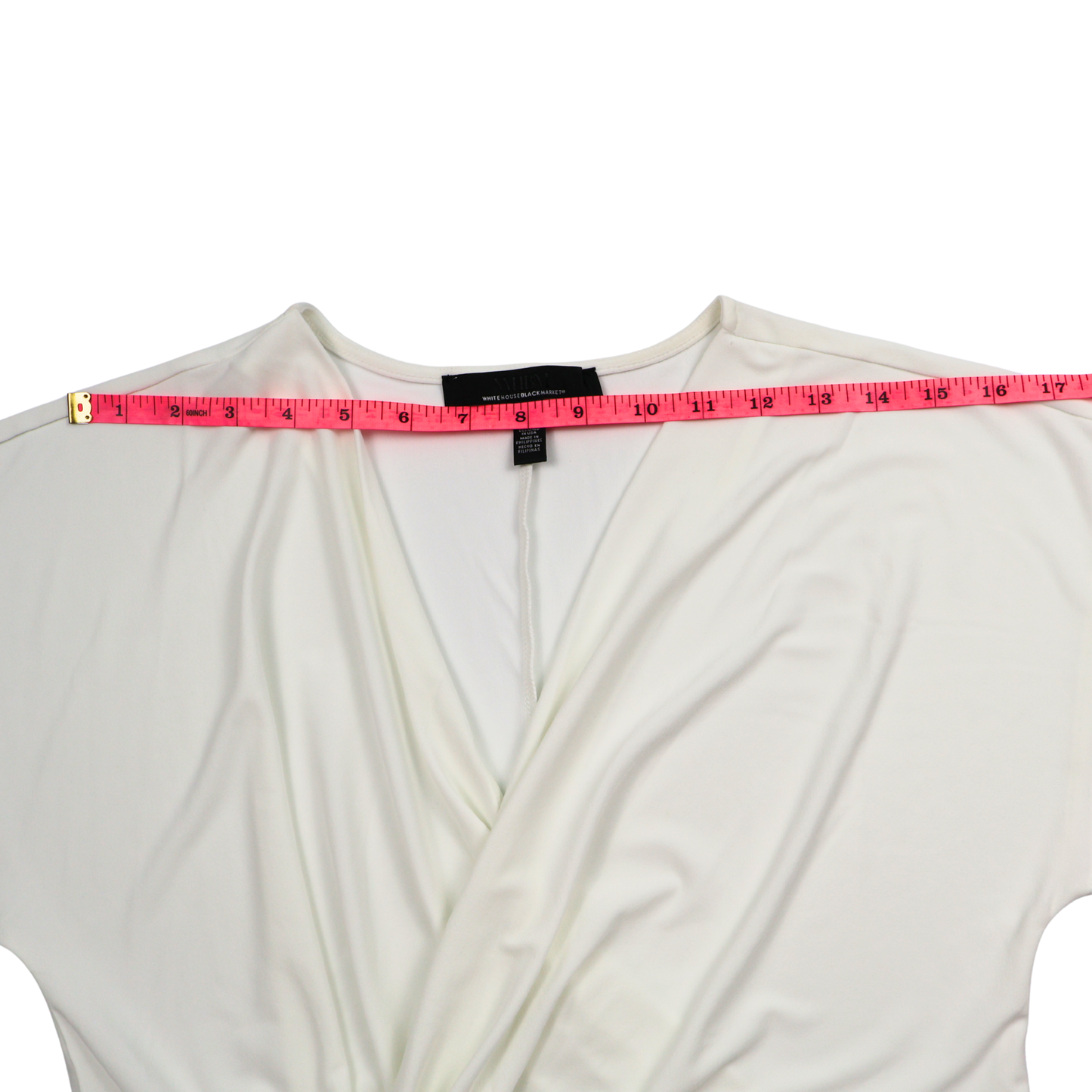 White House Black Market Cream Draped Blouse – Size Small – Elegant Twist Front Top