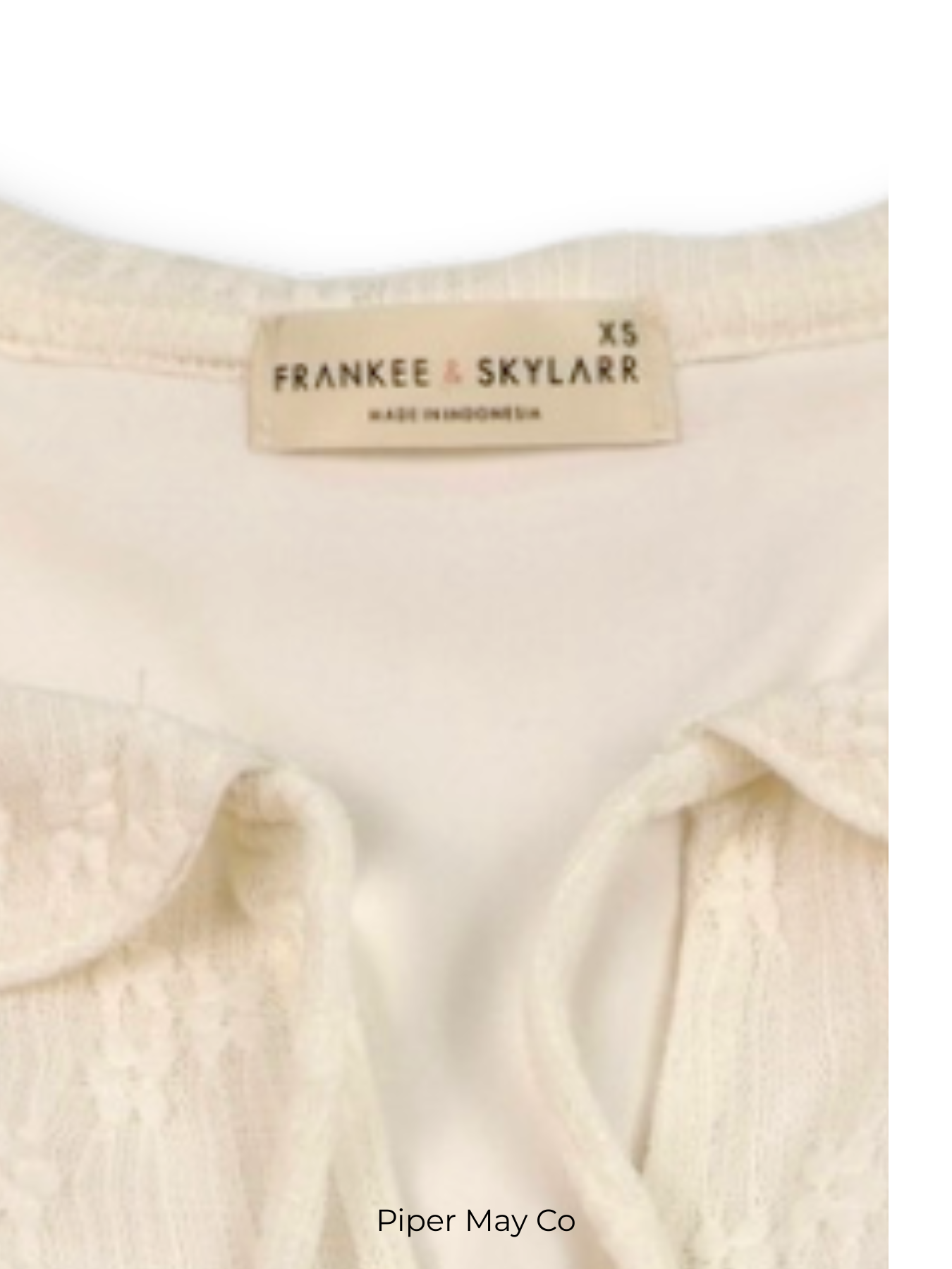 Frankie & Skylar Textured Cream Babydoll Blouse | Feminine Tie Front Top XS