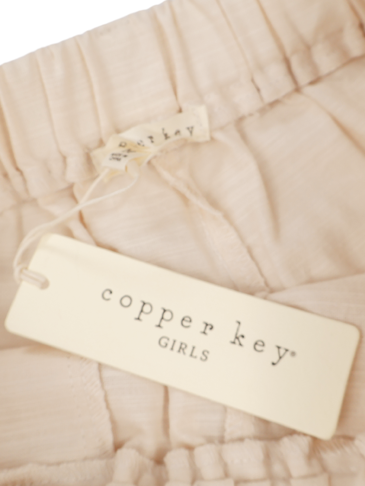 Copper Key Girls Beige Paperbag Waist Shorts Size M Linen Look